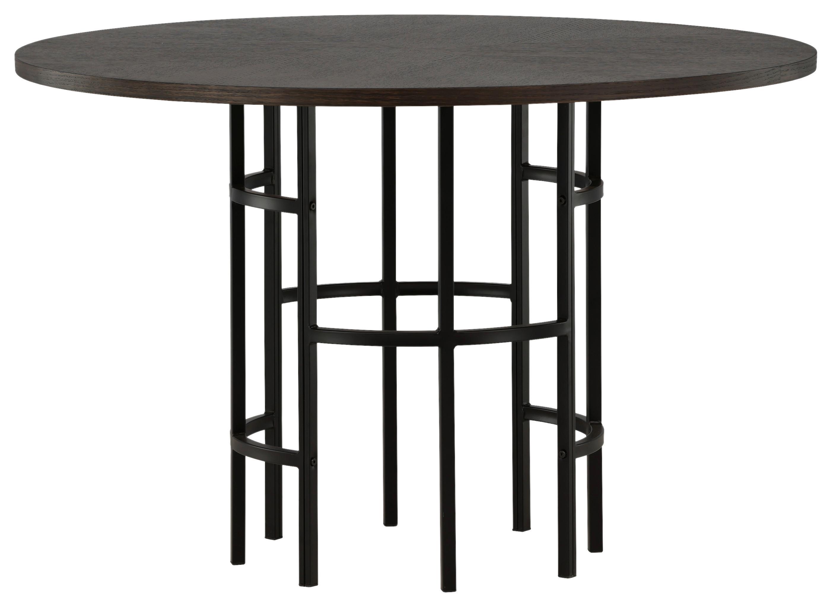 Esstisch Copenhagen Ø ca. 115 cm Dunkelbraun - Schwarz/Braun, Design, Holz/Metall (115/115/74cm) - Livetastic