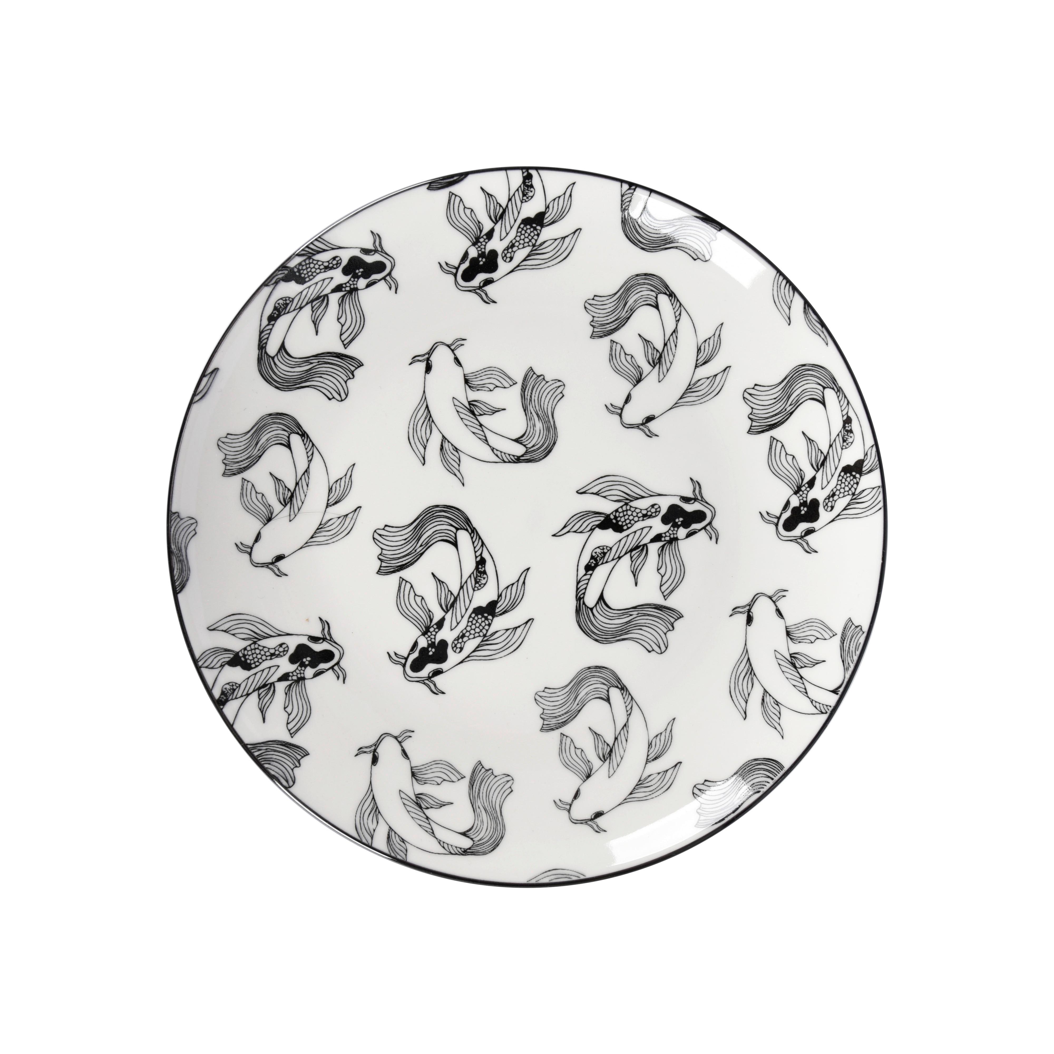 Dessertteller Shiva in Schwarz/Weiß Ø ca. 20,4cm - Schwarz/Weiß, LIFESTYLE, Keramik (20,4/2,5cm) - Mömax