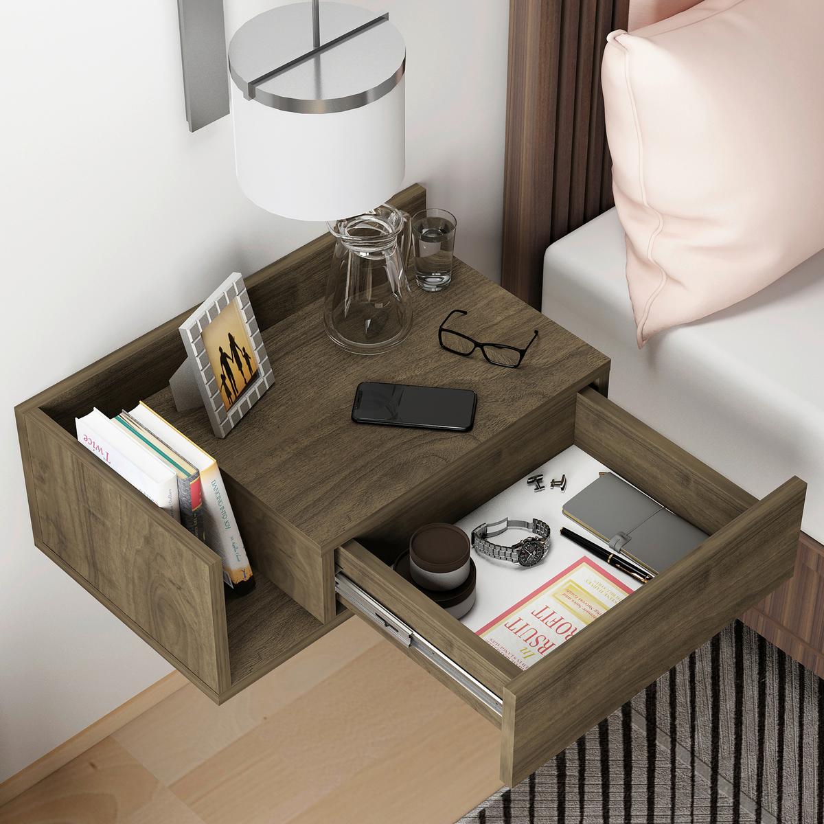NACHTTISCH HEPHAISTOS - Walnussfarben, Design, Holzwerkstoff (60/21,4/35cm) - MID.YOU