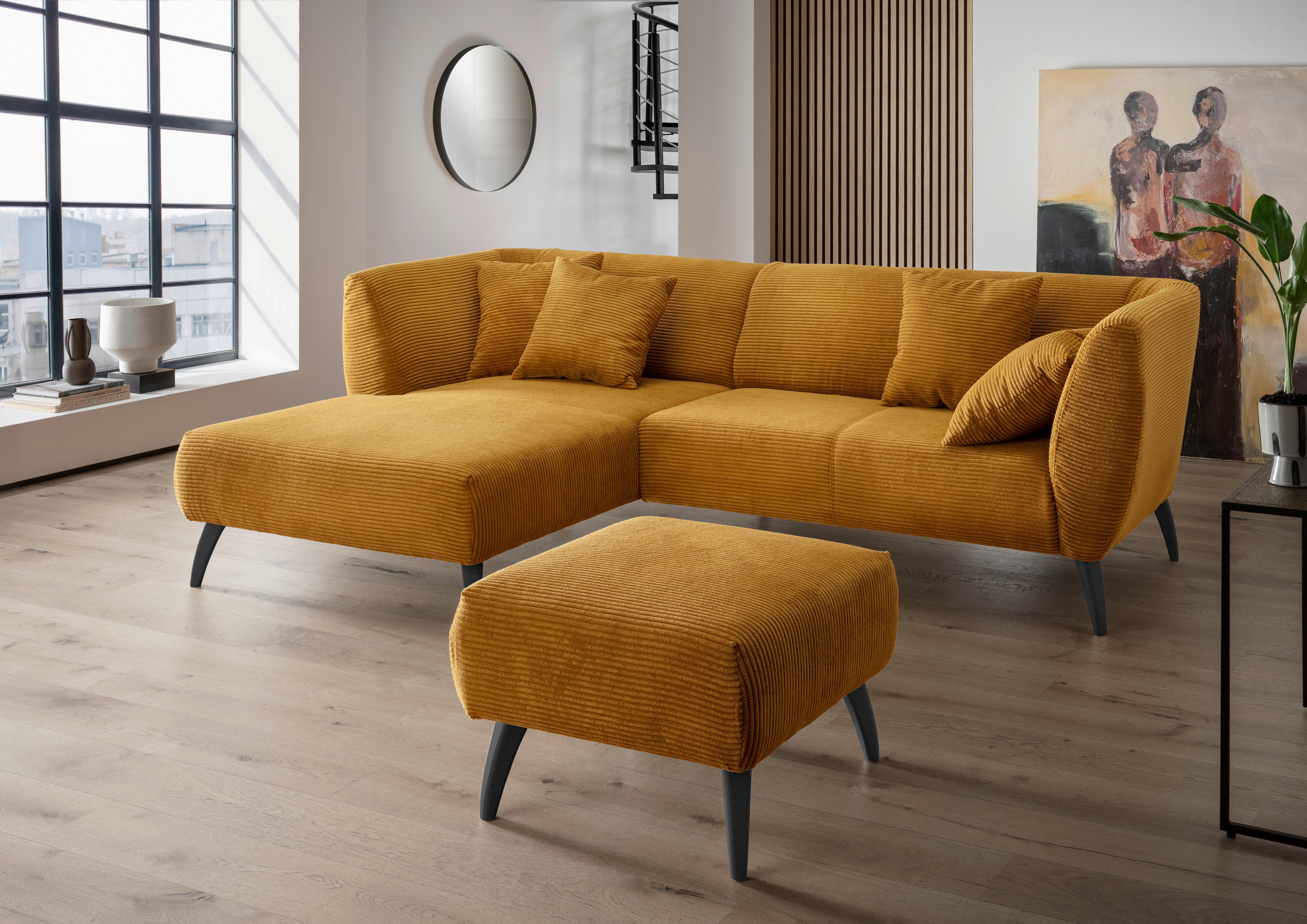 Wohnlandschaft Colori Goldfarben Cord - Goldfarben/Schwarz, MODERN, Holz/Textil (160/264cm) - MID.YOU