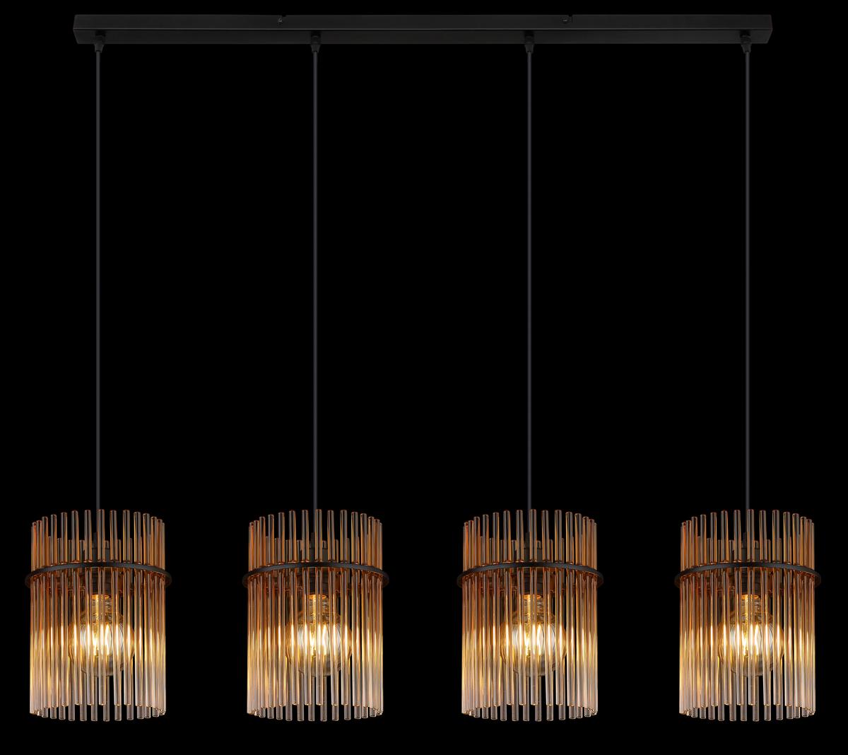 HÄNGELEUCHTE 15698-4HA GORLEY - Klar/Bernsteinfarben, Basics, Glas/Kunststoff (110/20/140cm) - Globo