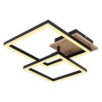 LED-DECKENLEUCHTE 67284-18 BOSSY - Weiss/Dunkelbraun, Natur, Holzwerkstoff/Kunststoff (53/38/9cm) - Globo