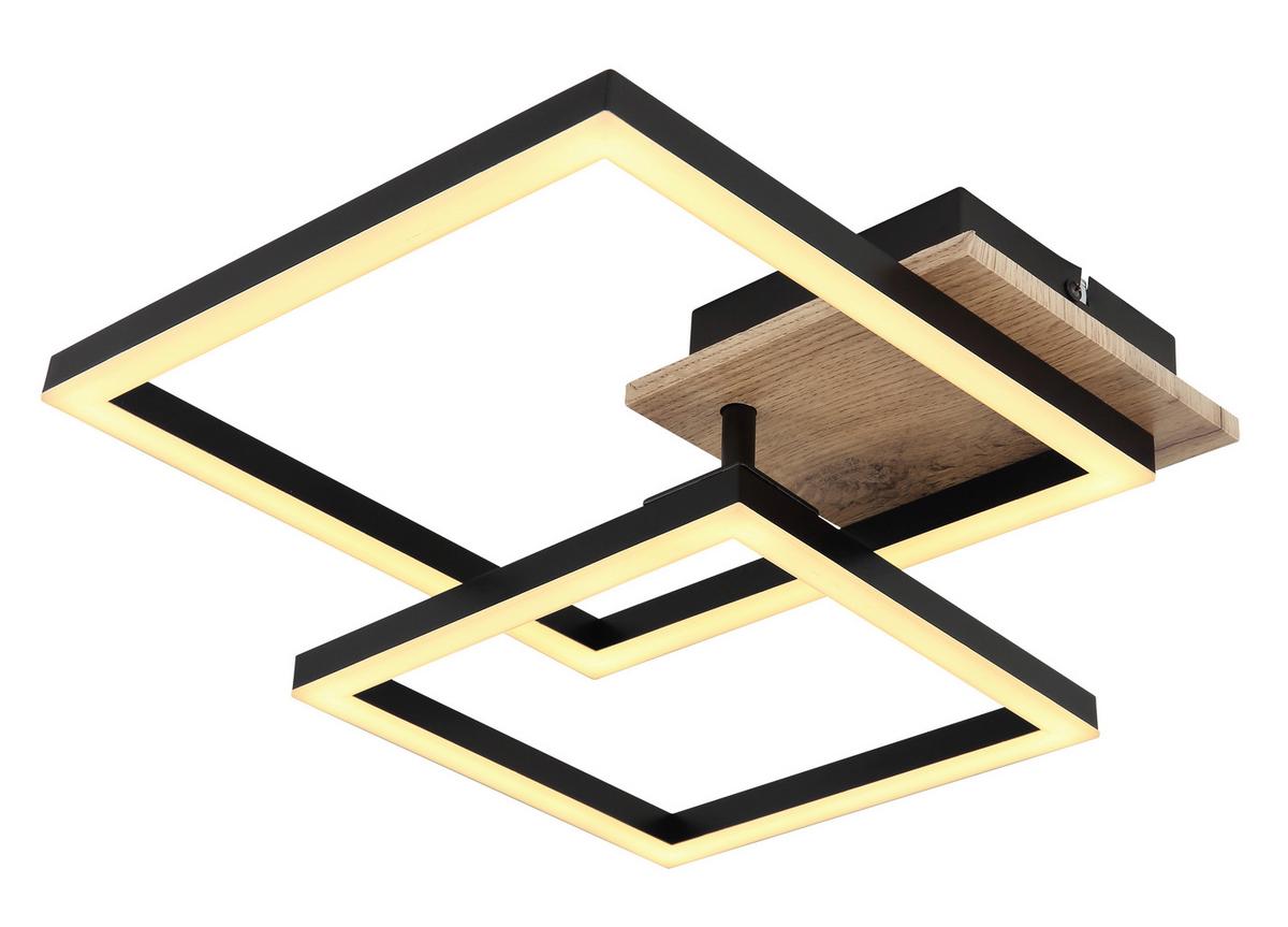 LED-DECKENLEUCHTE 67284-18 BOSSY - Weiss/Dunkelbraun, Natur, Holzwerkstoff/Kunststoff (53/38/9cm) - Globo