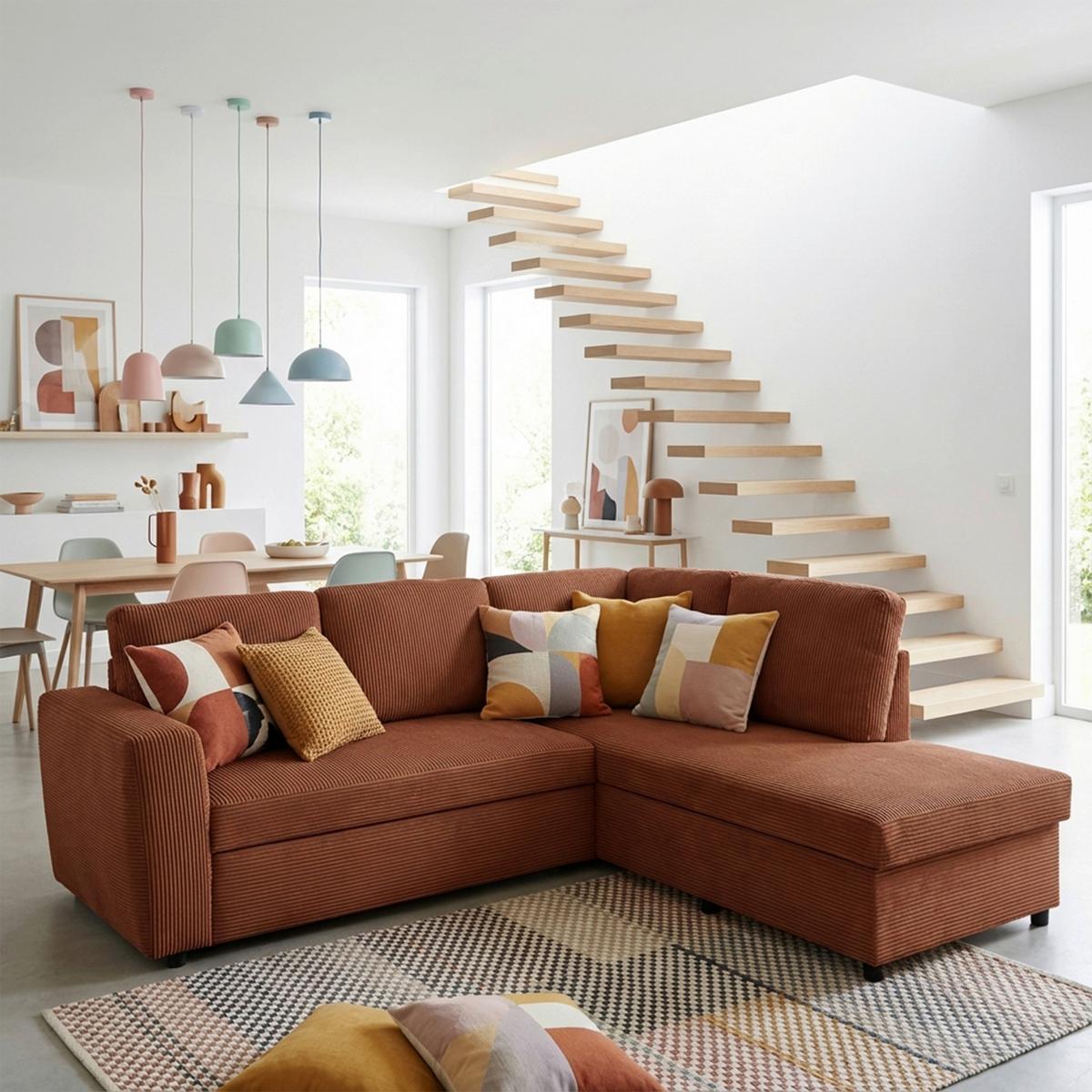 Coltar TOULOUSE - teracotă, Trend, lemn/metal (224/206cm)