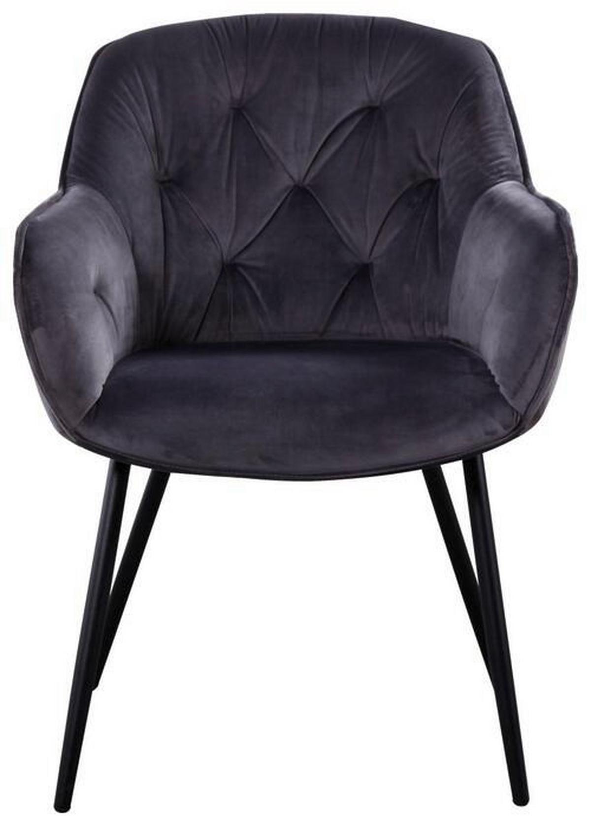 KRZESŁO Z PODŁOKIETNIKAMI SALERNO - czarny/szary, Modern, metal/tkanina (63/87/64cm) - MID.YOU