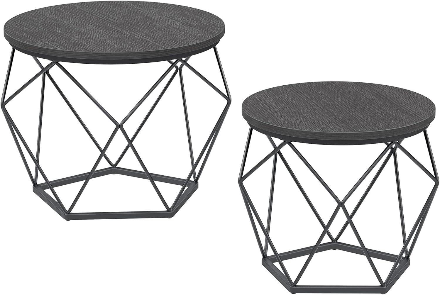 COUCHTISCHSET COFFEE TABLE - Schwarz/Grau, MODERN, Holzwerkstoff/Metall (60/60/45cm) - MID.YOU