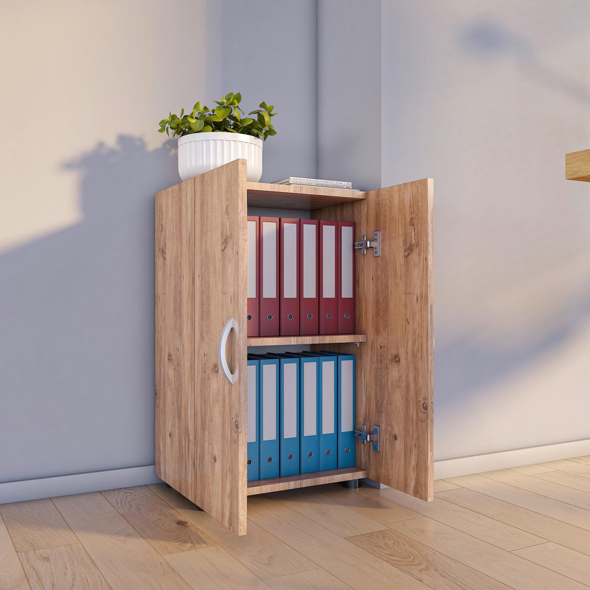 Pisarniška Omara Ulas 2, Hrast - medeni hrast, Moderno, leseni material (49/74/34cm) - MID.YOU