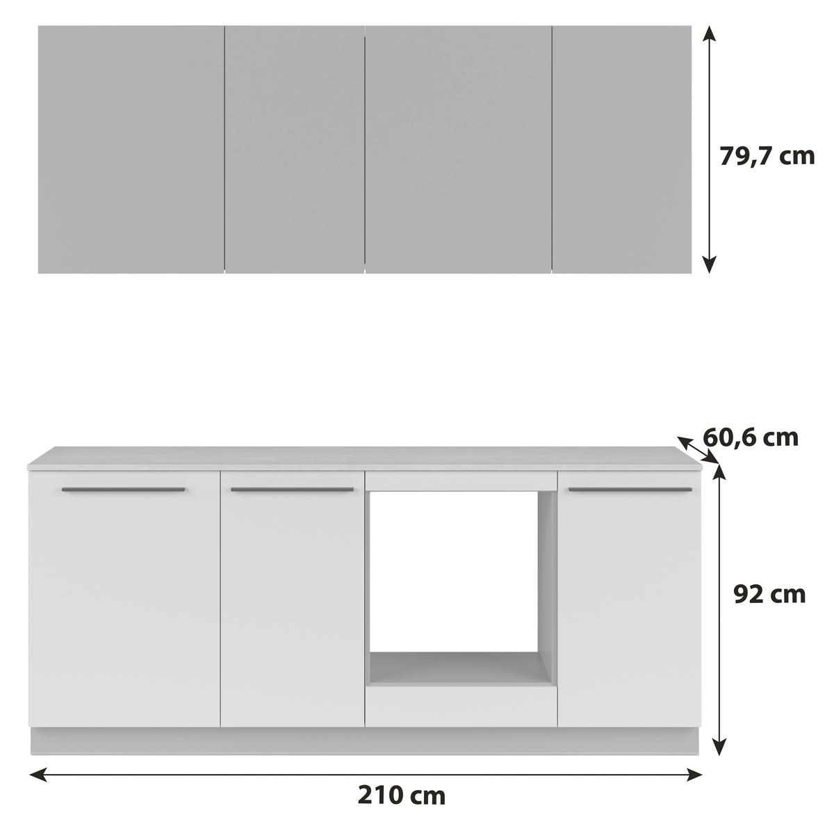 Küchenblock Milino o. E-Geräte Sandfarben - Eichefarben/Schwarz, Basics, Holzwerkstoff/Kunststoff (210cm) - Visiona