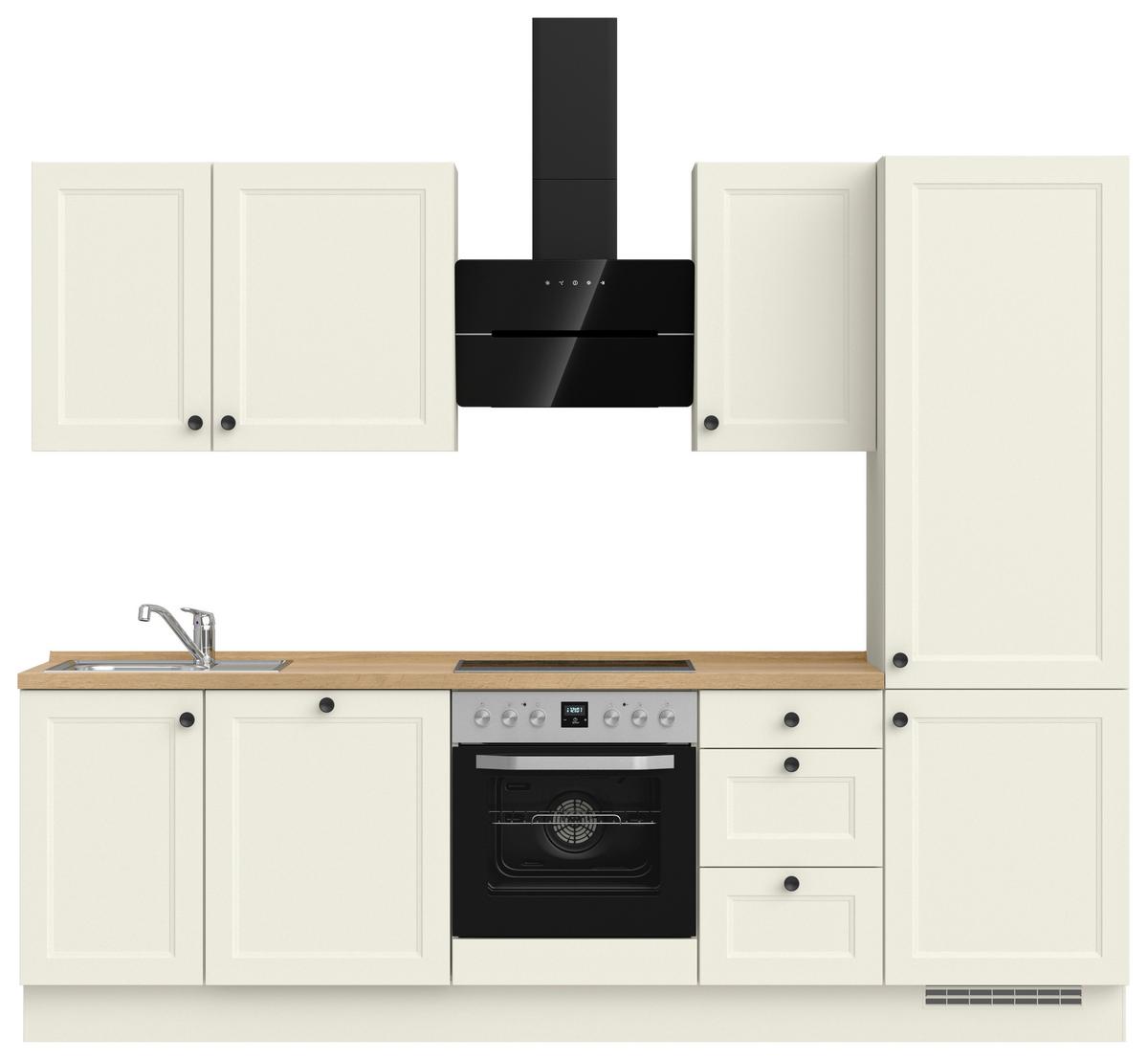 Küchenblock Cascada High m. Geräten Weiß - Eichefarben/Schwarz, MODERN, Holzwerkstoff/Metall (270cm) - Nobilia