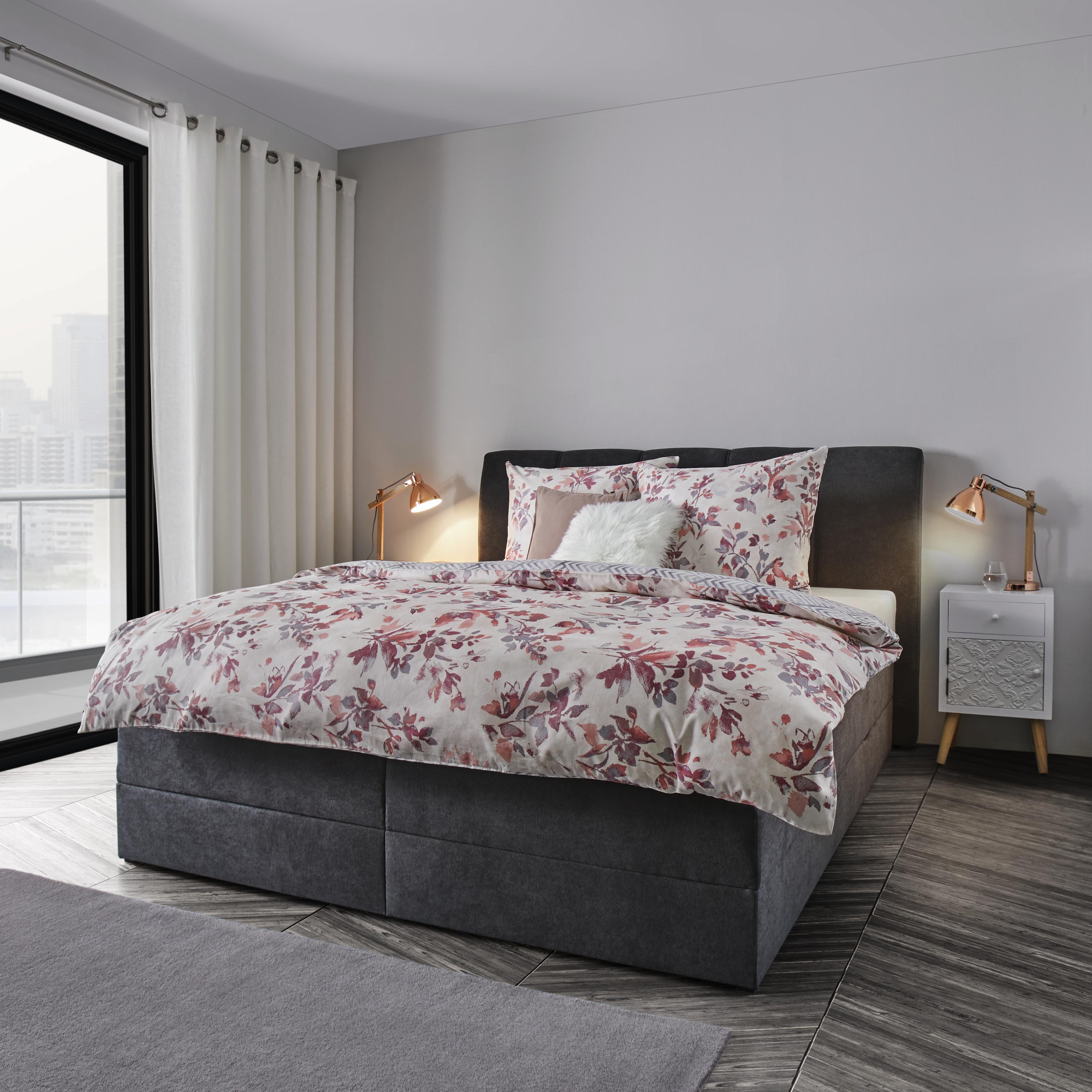 Boxspringbett in Anthrazit ca. 180x200cm inkl. Topper 'Korfu' - Anthrazit, MODERN, Holz/Textil (190/118/215cm) - Bessagi Home