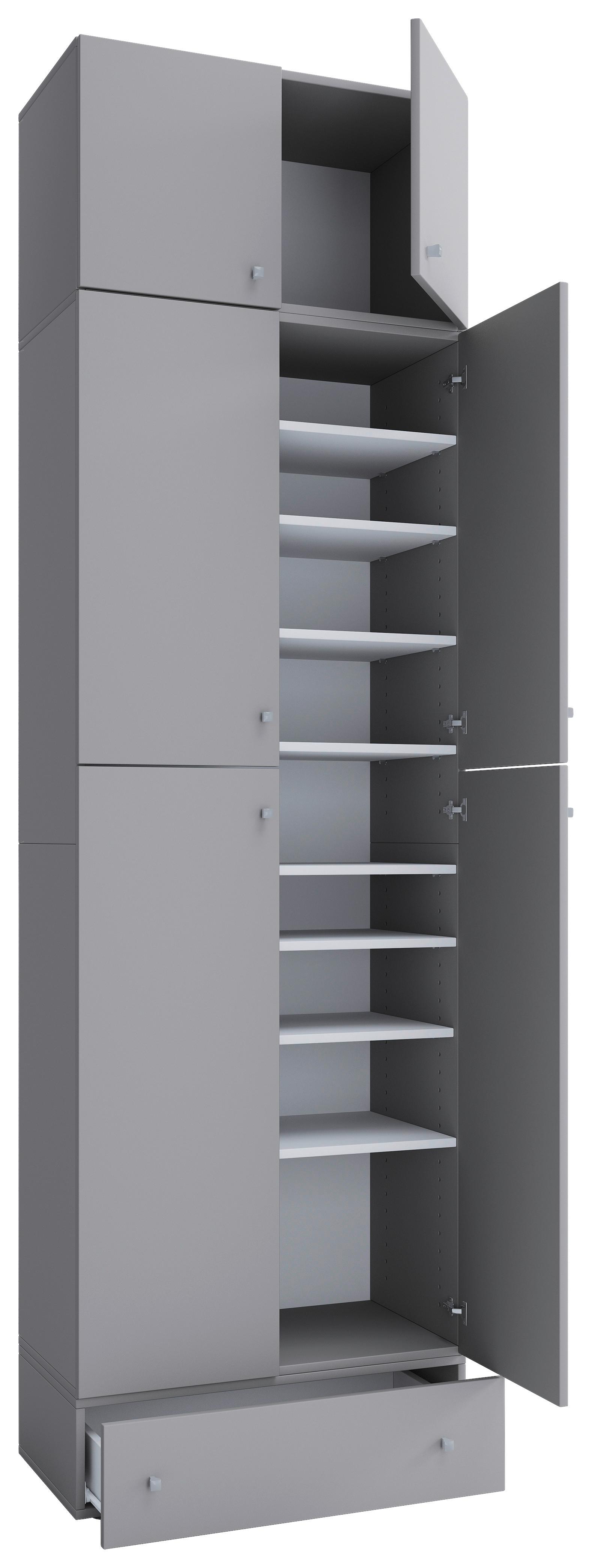 Schuhschrank Lona XXL ca. 70x240 cm Grau - Schwarz/Grau, MODERN, Holzwerkstoff/Kunststoff (70/240/39cm) - MID.YOU