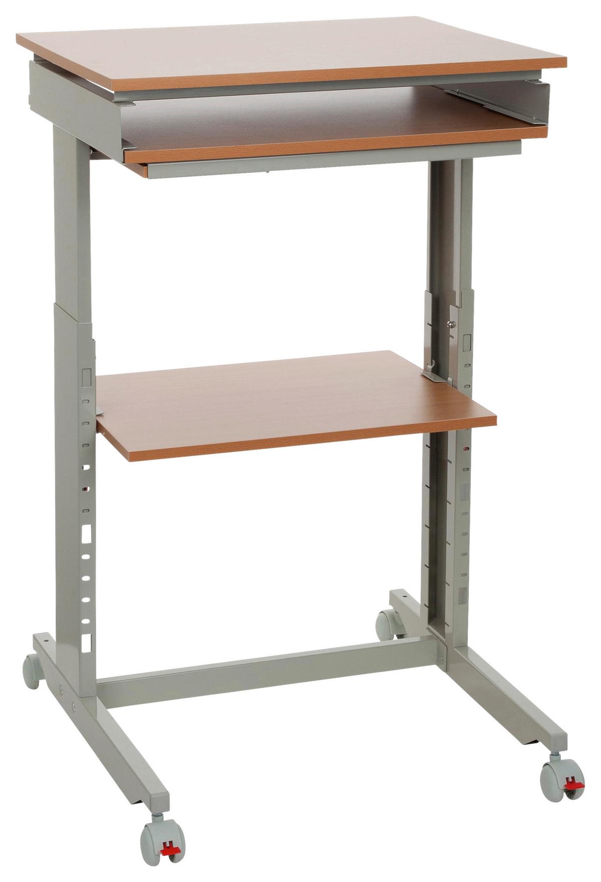 Pisalna Miza Workstation, Siva, Barva Bukve - siva/barve bukve, Basics, kovina/umetna masa (60/71,5-107,5/50cm) - MID.YOU