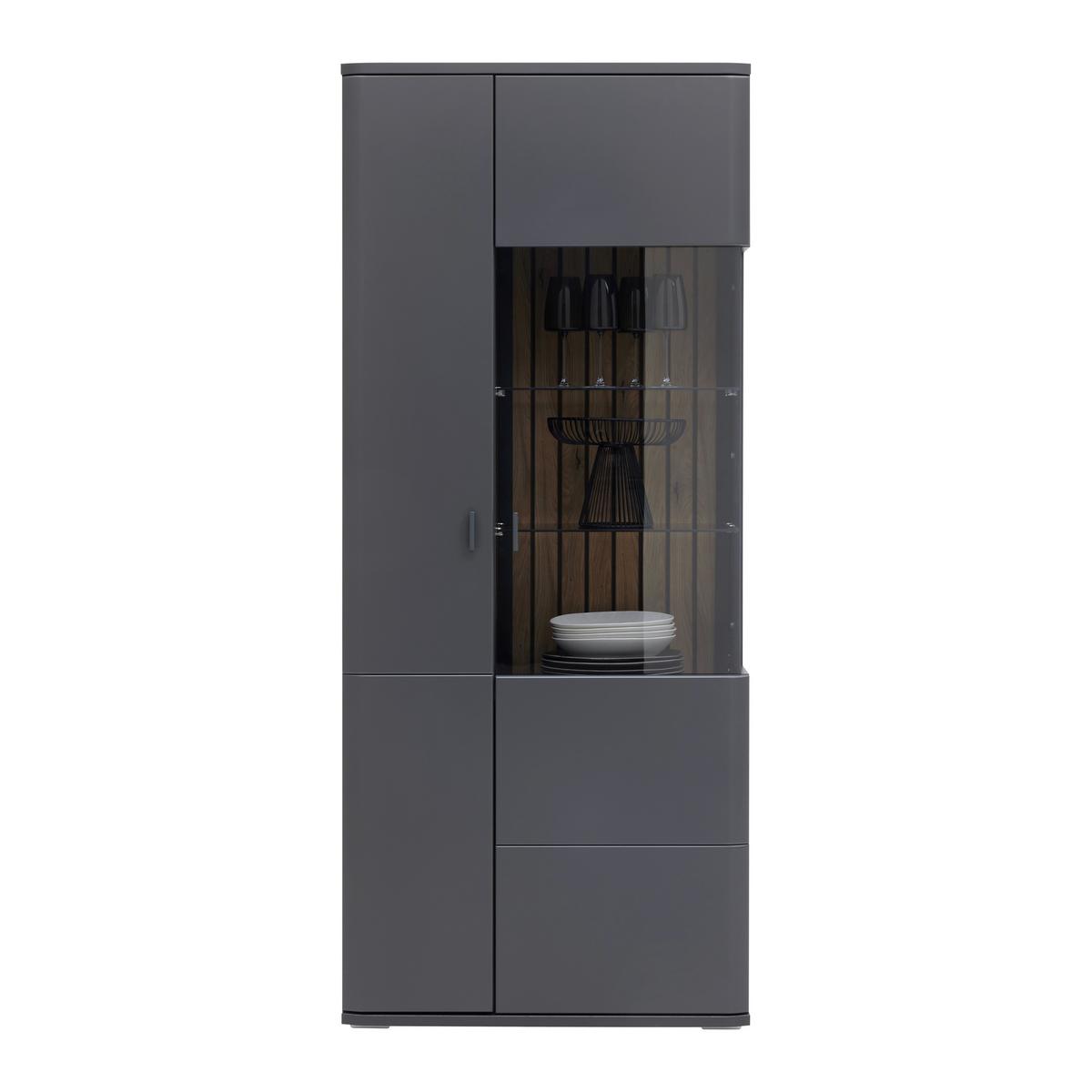 Vitrine Carreto Grau - Anthrazit/Grau, Modern, Glas/Holzwerkstoff (80/191/38cm) - Premium Living
