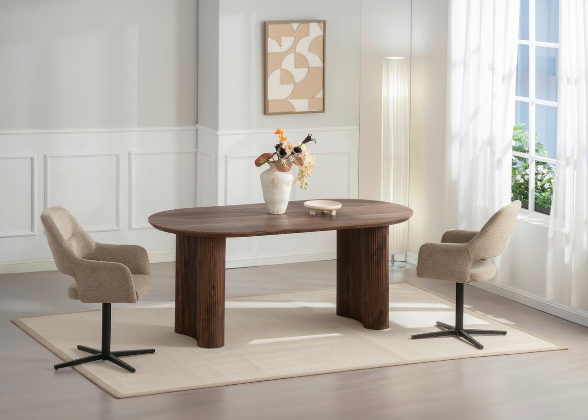 Jedilna Miza Edda, Barva Oreha, 180x90 - barva oreha, Basics, leseni material (180/90/75cm) - Livetastic