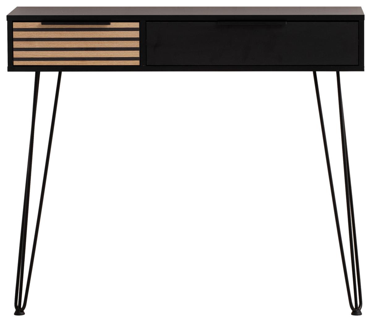 Konsolentisch Hank Eiche/Schwarz - Eichefarben/Schwarz, Design, Holzwerkstoff/Metall (103,7/87,85/32,05cm) - MID.YOU