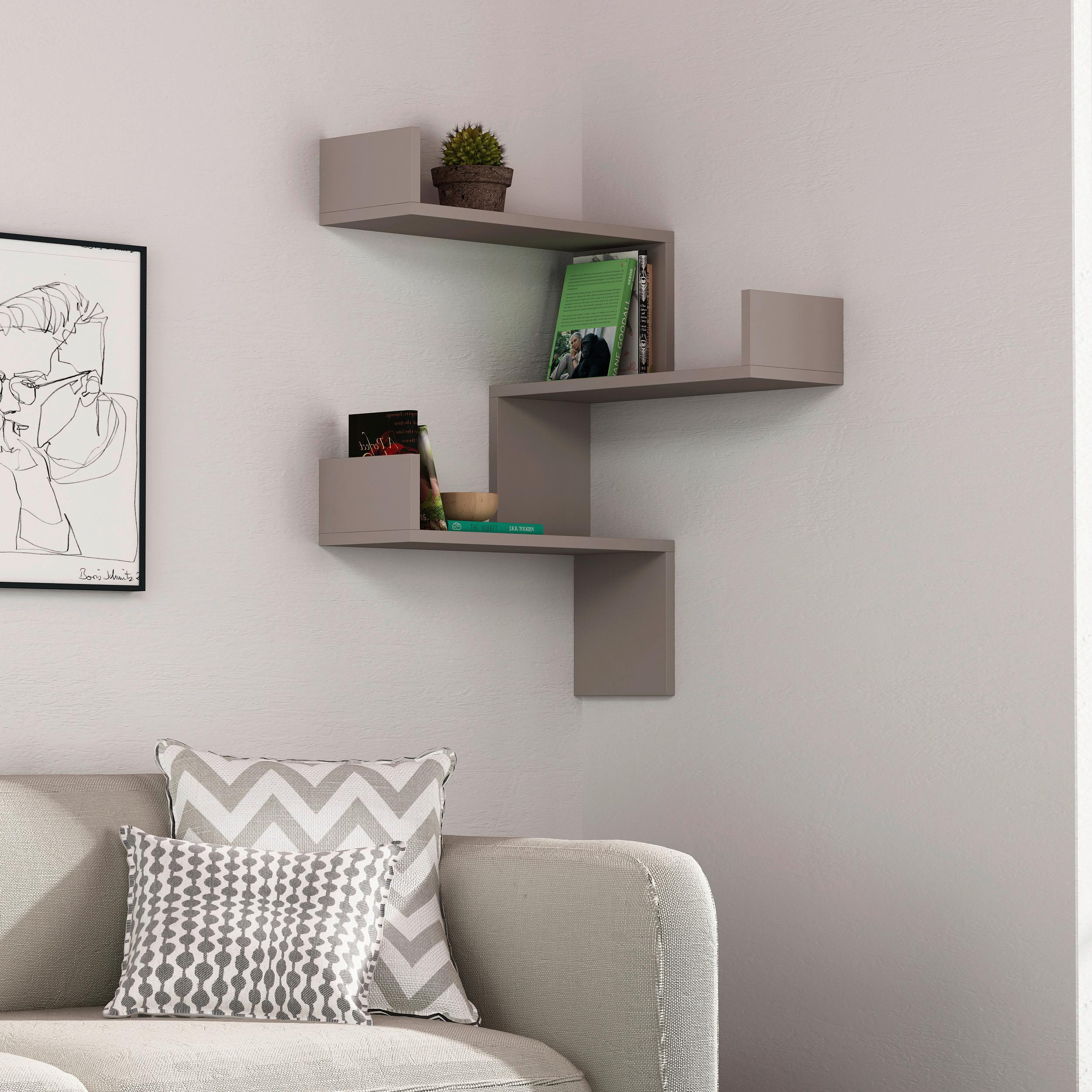 Eckregal LUKSA Beige ca. 60x90x22 cm - Beige, Design, Holzwerkstoff (60/90/22cm) - Livetastic