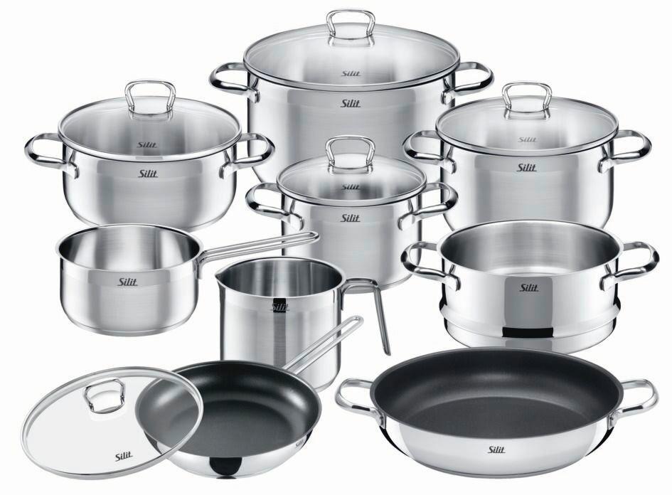 Kochtopfset Toskana Topfset - Transparent/Silberfarben, Glas/Metall - Silit