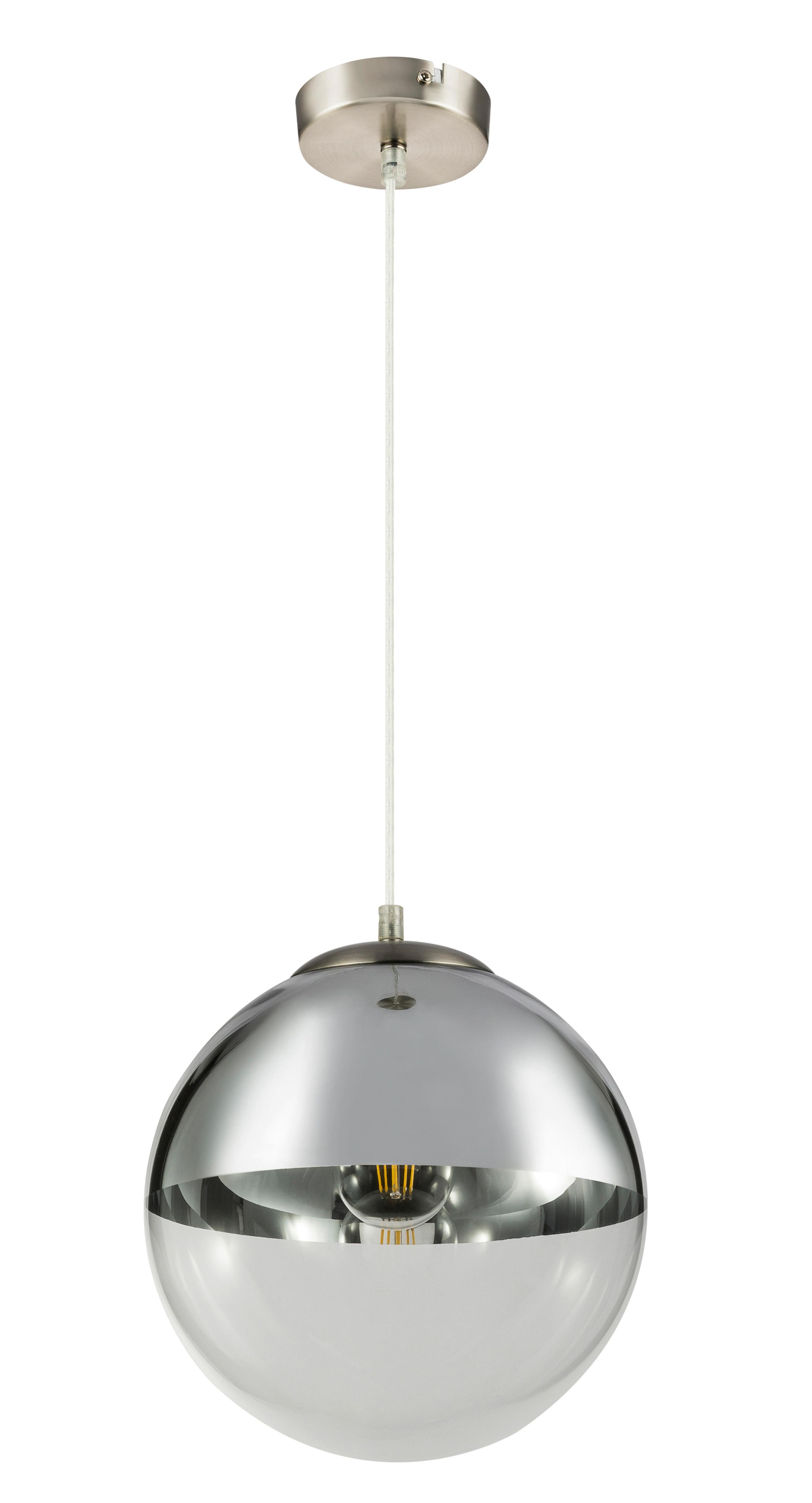 Hängeleuchte Varus in Chromfarben max. 40 Watt - Chromfarben/Transparent, Design, Glas/Metall (25/120cm) - Globo