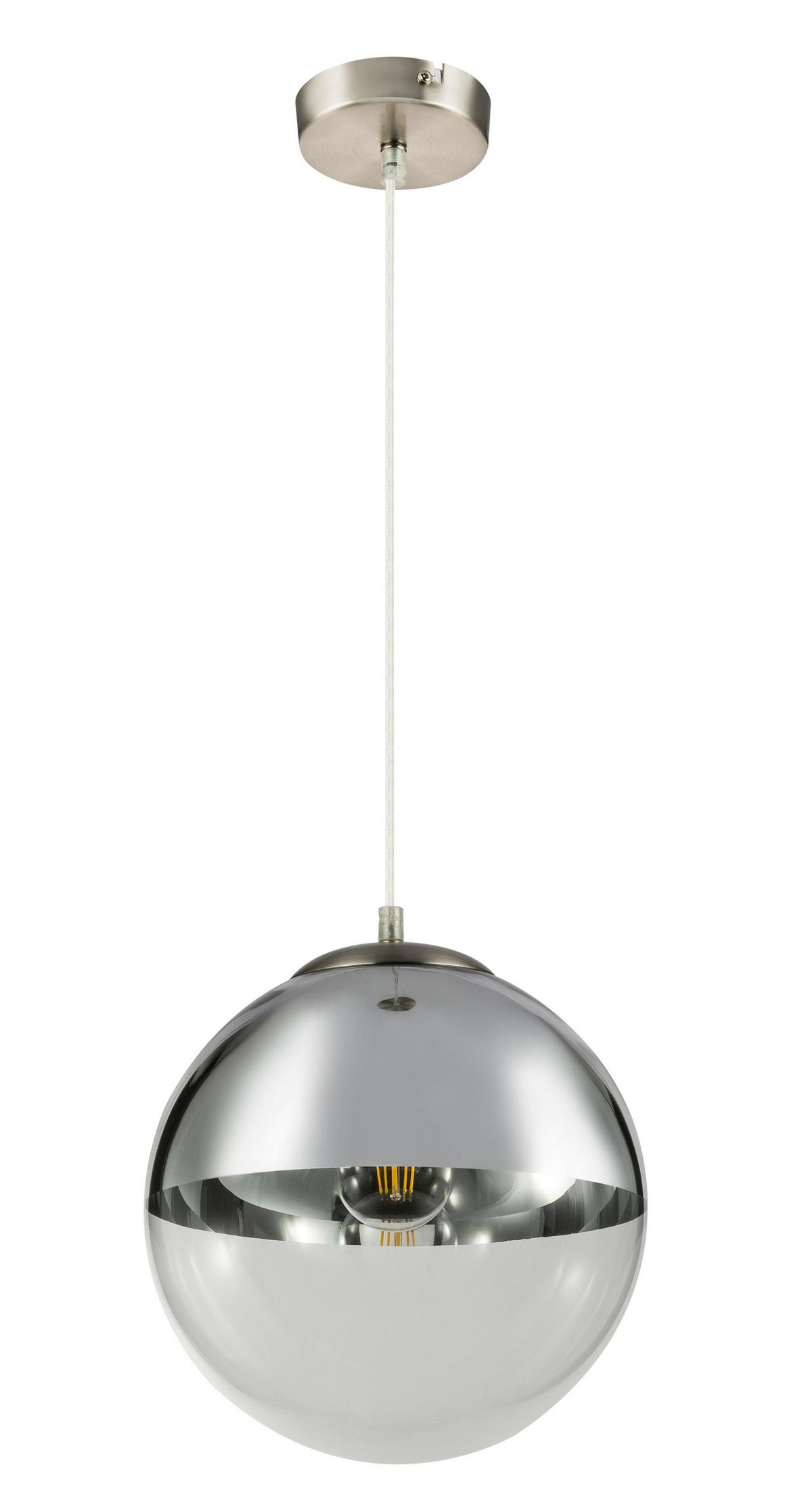 Hängeleuchte Varus in Chromfarben max. 40 Watt - Chromfarben/Transparent, Design, Glas/Metall (30/120cm) - Globo
