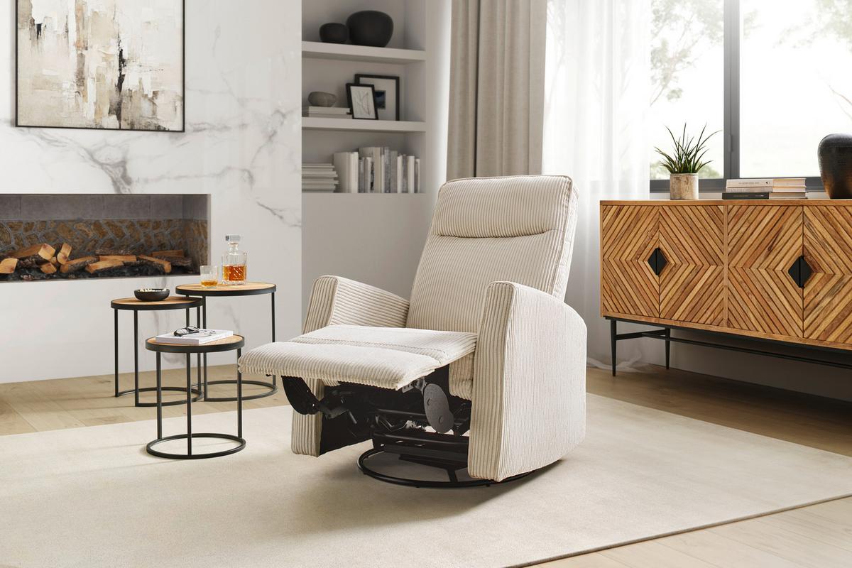 Relax Fotel Melinda - bézs, Modern, textil/fa (76/103/93cm) - Mömax