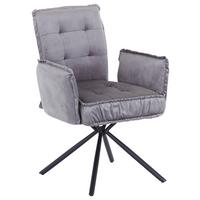 KRZESŁO Z PODŁOKIETNIKAMI MARYLA - czarny/szary, Modern, metal/tkanina (63,5/88/66cm) - MID.YOU