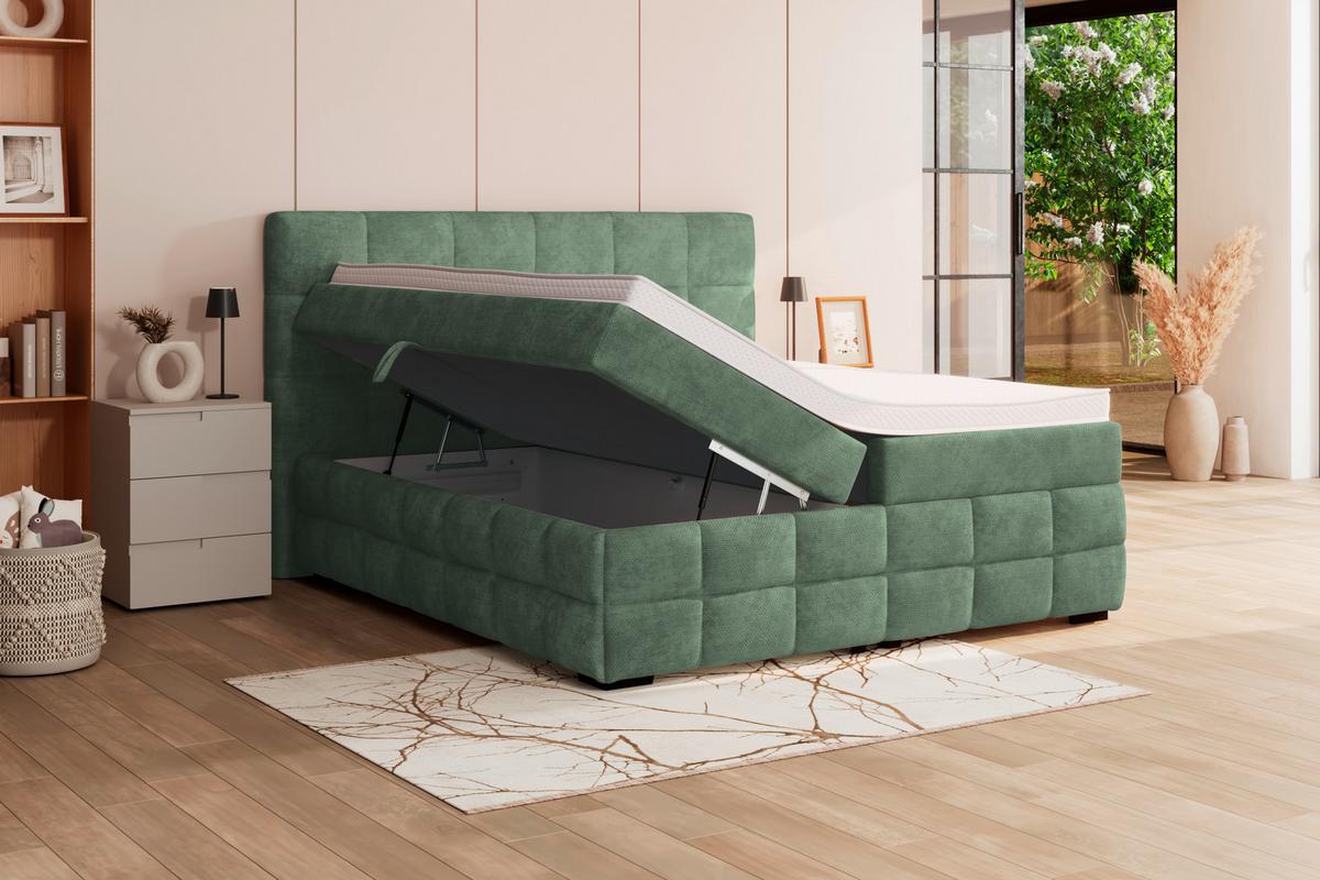 Box Krevet Vega - zelena/boje mente, Trend, tekstil/drvo (200/200cm) - Modern Living