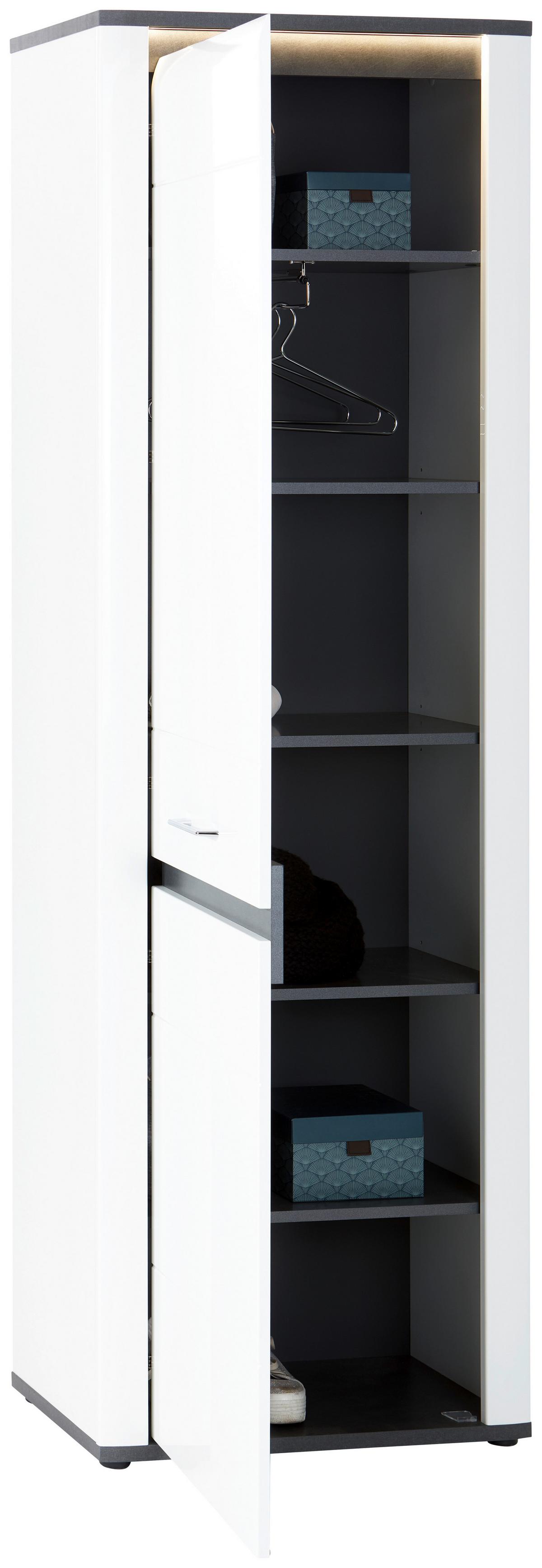 Garderobni Ormar Alassio - bijela/boje kroma, Moderno, drvni materijal/metal (65/200/37,6cm) - Modern Living