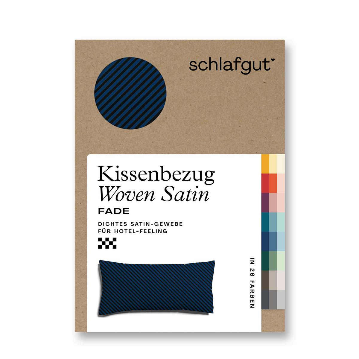 Kopfpolsterbezug Woven Satin Schwarz/Dunkelblau ca. 40x80cm - Schwarz/Dunkelblau, Basics, Textil (40/80cm) - Schlafgut