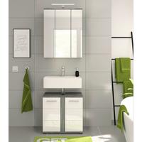 Badezimmer-Set BLAKE 2-teilig, Weiß Hochglanz - Weiß Hochglanz/Silberfarben, MODERN, Glas/Holzwerkstoff (60cm) - MID.YOU