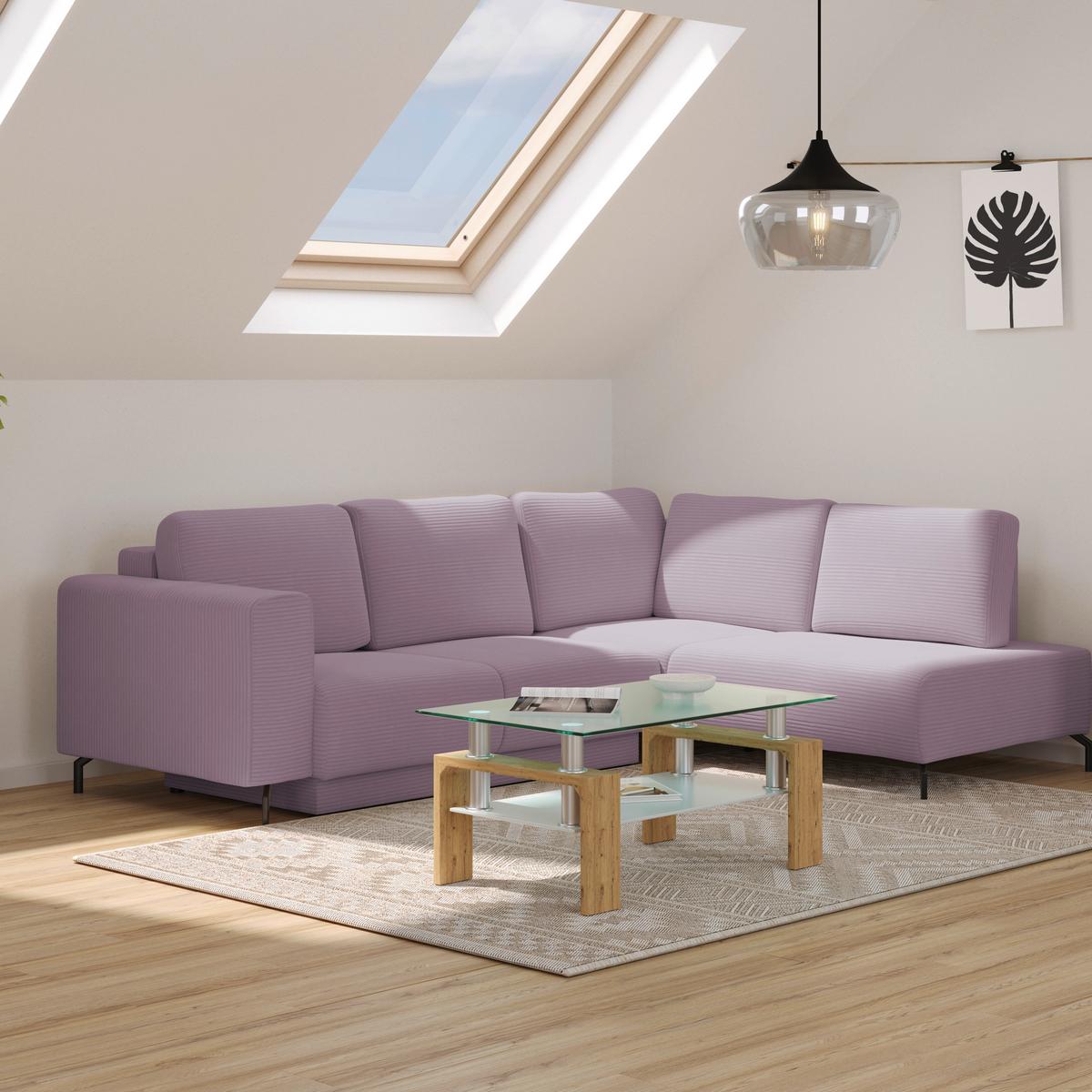 Colțar VENI - lila, Modern, textil (272/210cm) - Modern Living