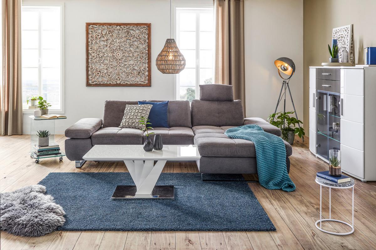 Nackenstütze in Grau - Dunkelgrau, Textil/Metall (52cm) - Premium Living