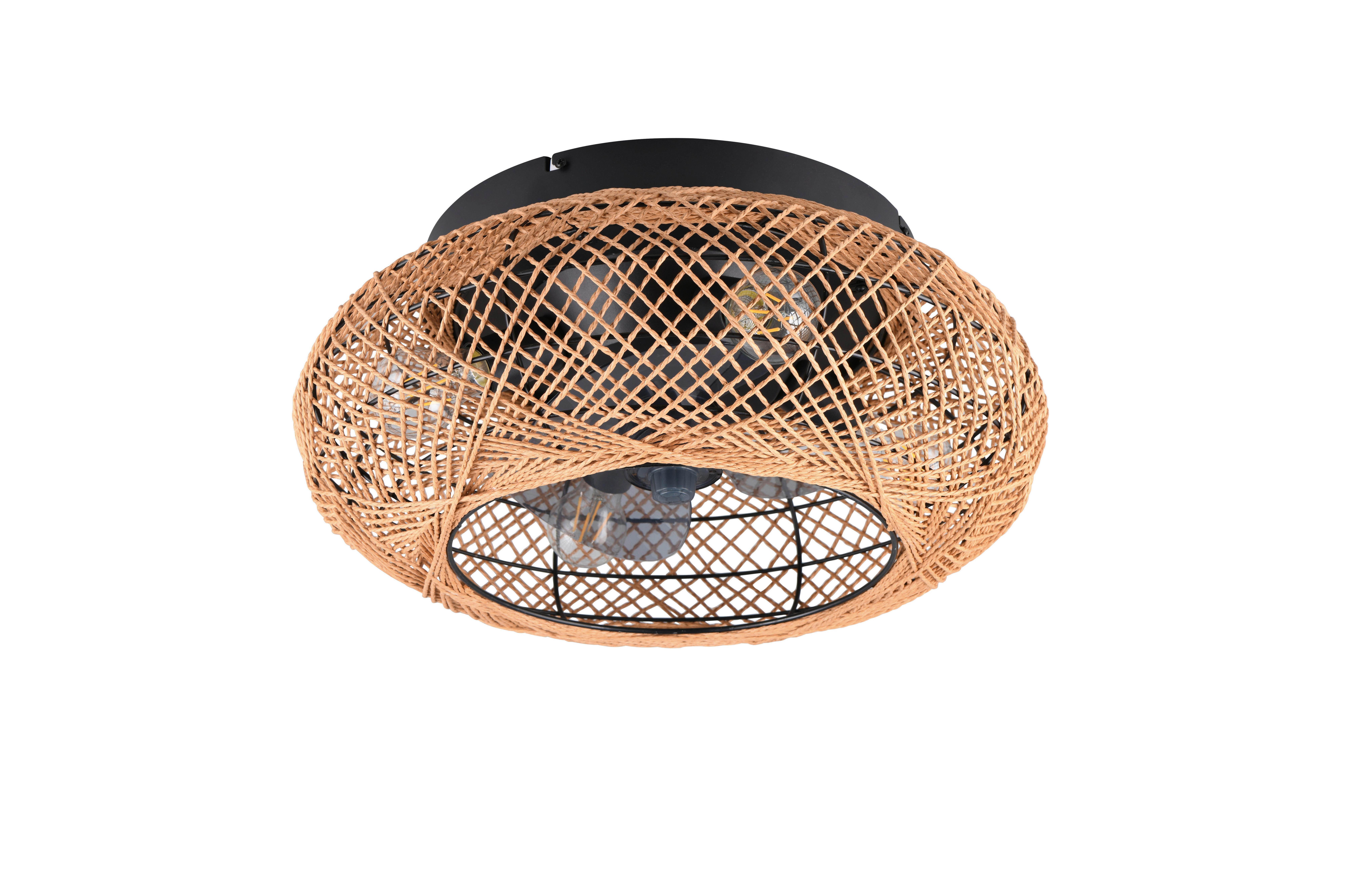 Deckenventilator Lillesand Schwarz max. 4 Watt - Transparent/Schwarz, Design, Kunststoff/Metall (50/50/21,5cm)