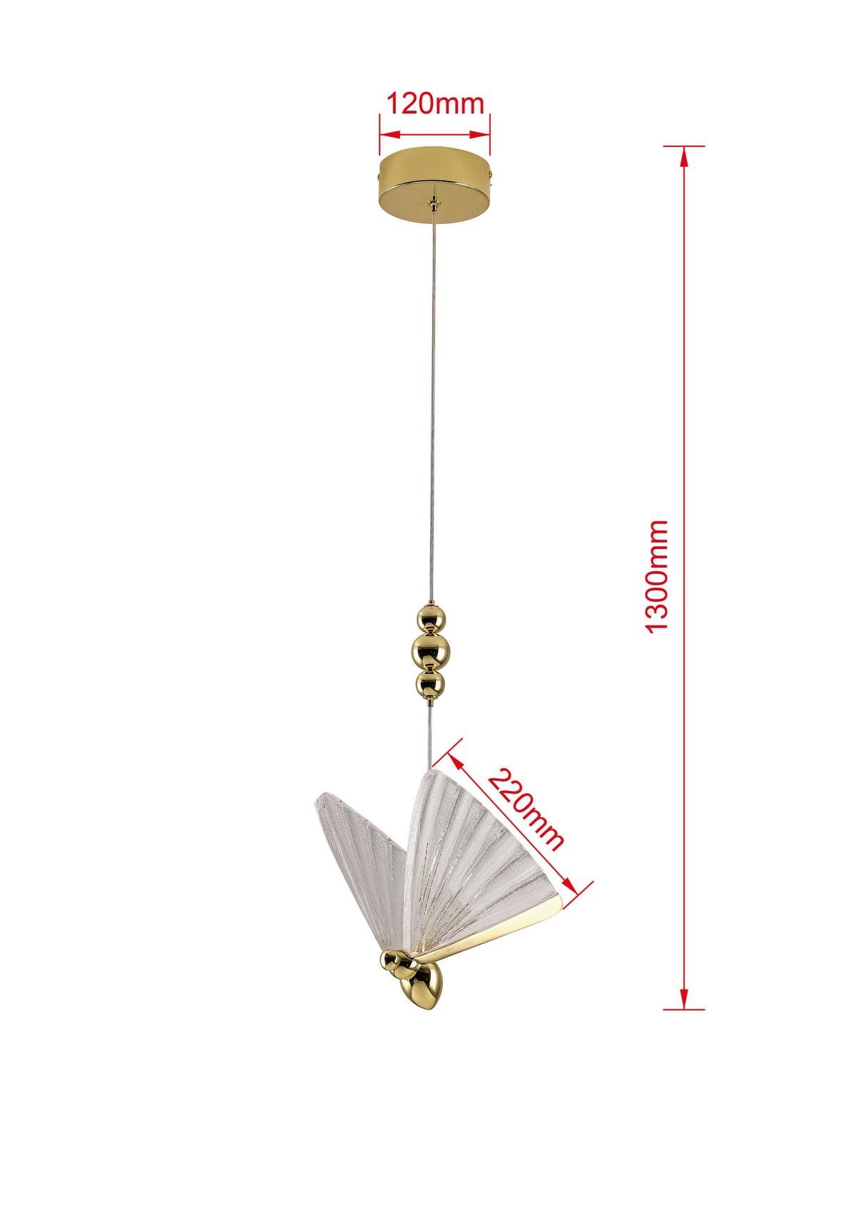 Hängeleuchte Lp-1715/1p_mariposa - Bernsteinfarben, Konventionell, Metall (18/130cm)