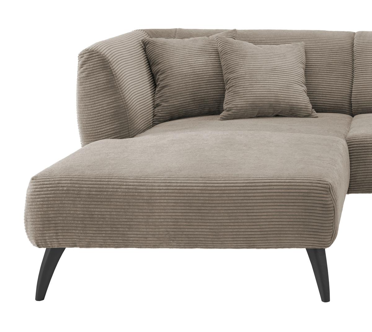 Wohnlandschaft Colori Graubraun Cord - Graubraun/Schwarz, MODERN, Holz/Textil (160/264cm) - MID.YOU