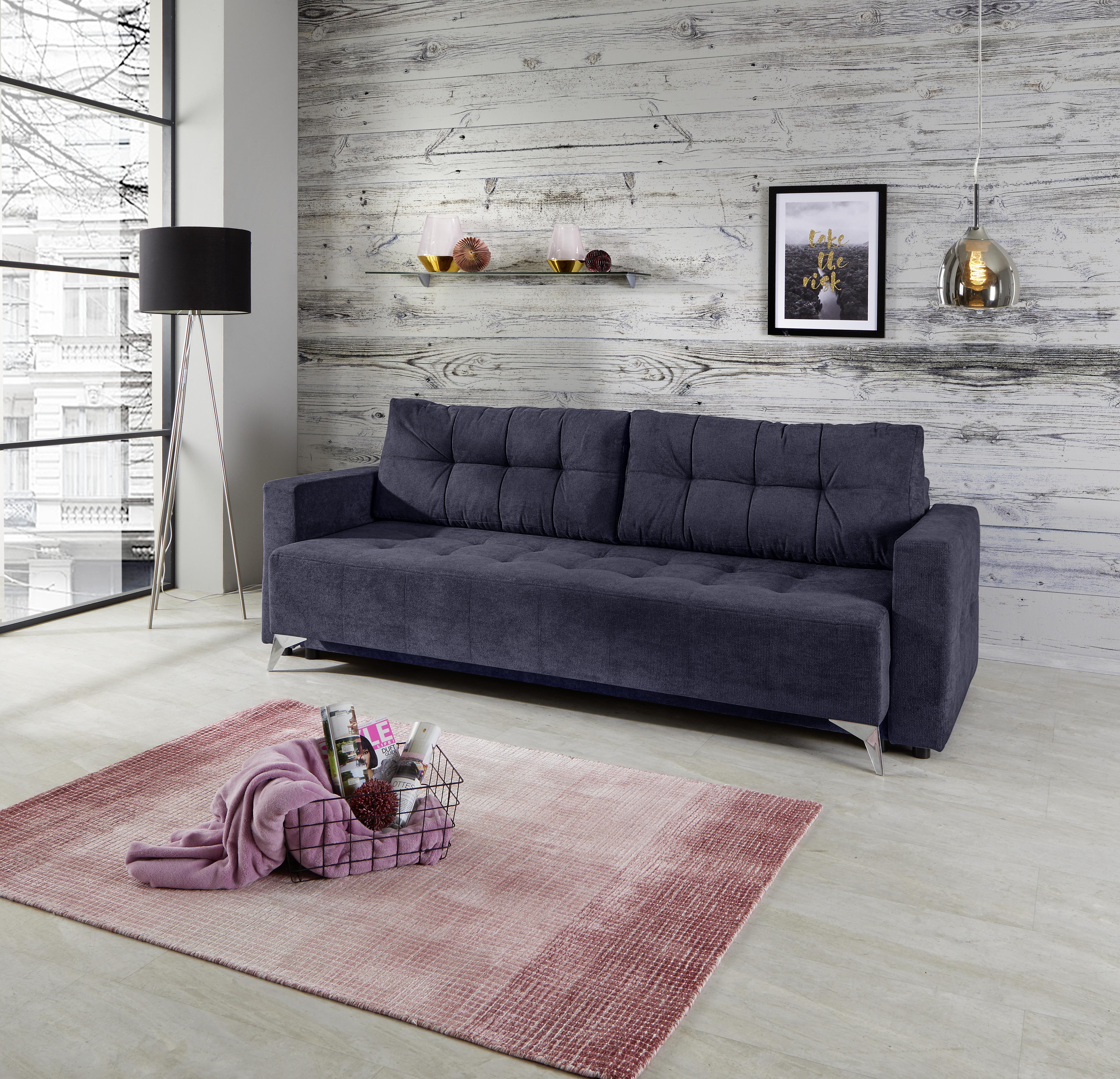 Sofa Stella - tamno plava/srebrne boje, Basics, plastika (226/94/102cm) - Modern Living