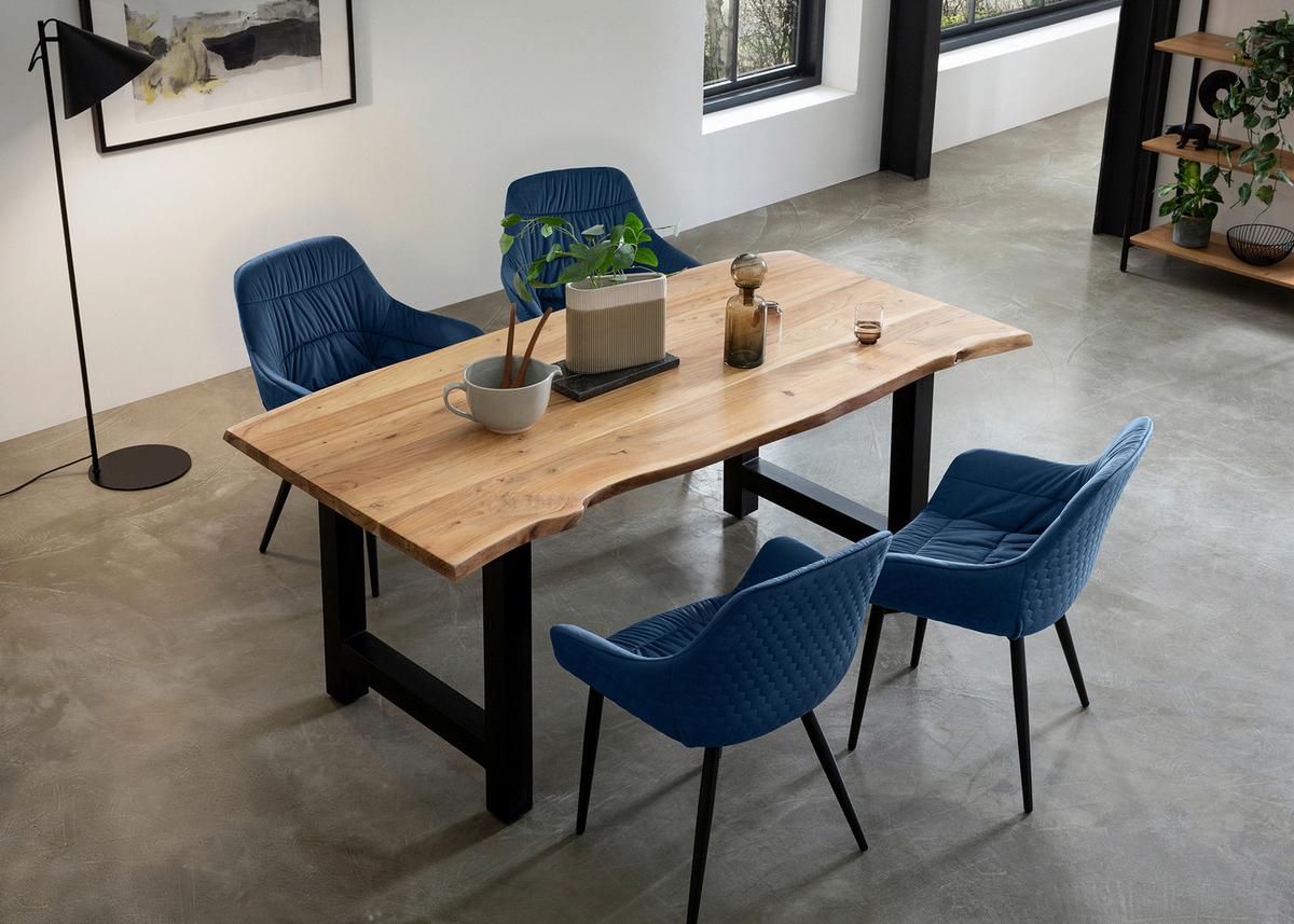 Naslanjač Samt, Modra - modra/črna, Moderno, kovina/tekstil (63/81,5/61cm) - Livetastic