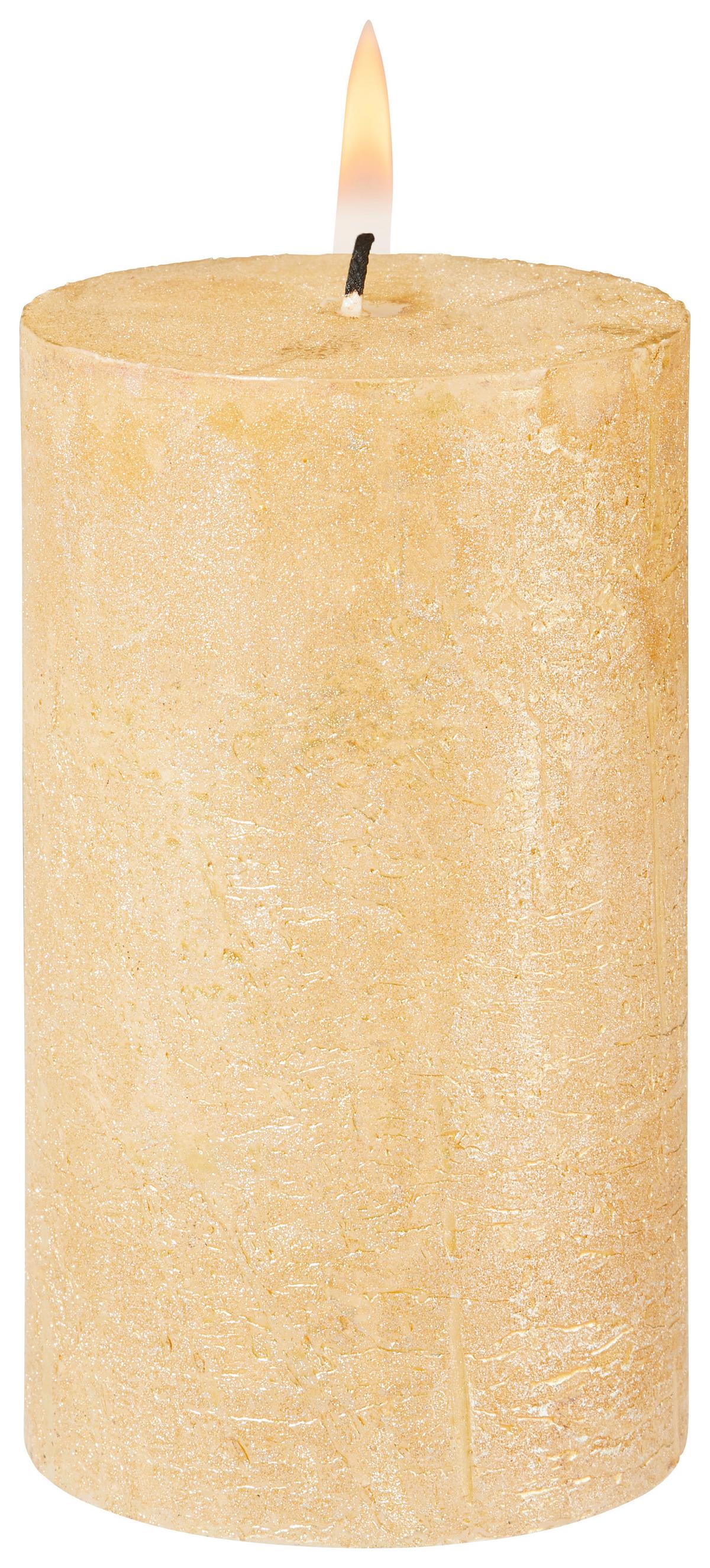 Stumpenkerze Shiny in diversen Farben - Weiss/Goldfarben (6,8/12cm) - Modern Living