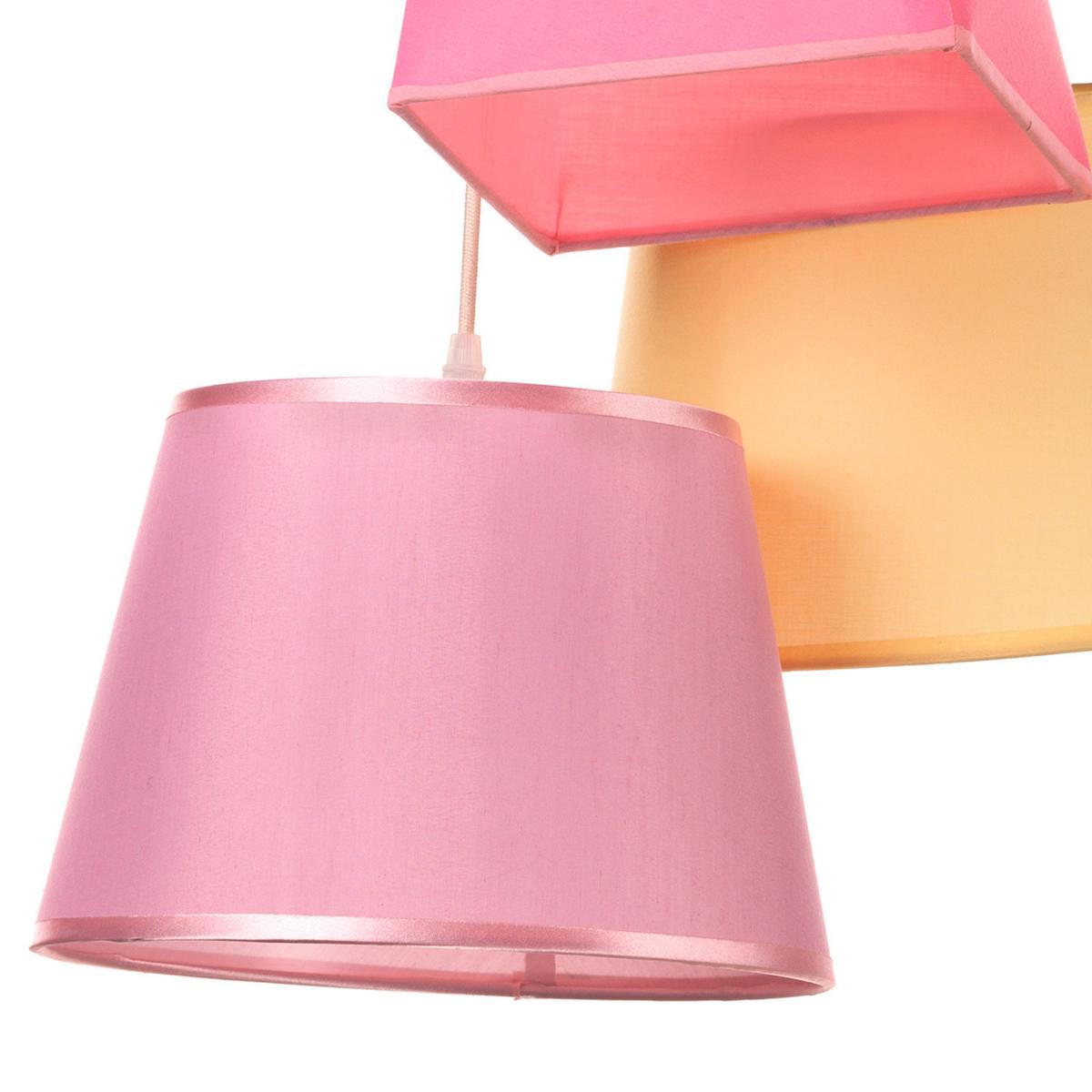 Hängeleuchte Ninetta Gelb/Weiß/Pink max. 22 Watt - Pink/Gelb, Trend, Textil/Metall (55/100cm)