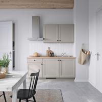 Küchenblock Cascada Low m. Geräten Grau - Eiche dunkel/Schwarz, MODERN, Holzwerkstoff/Metall (180cm) - Nobilia