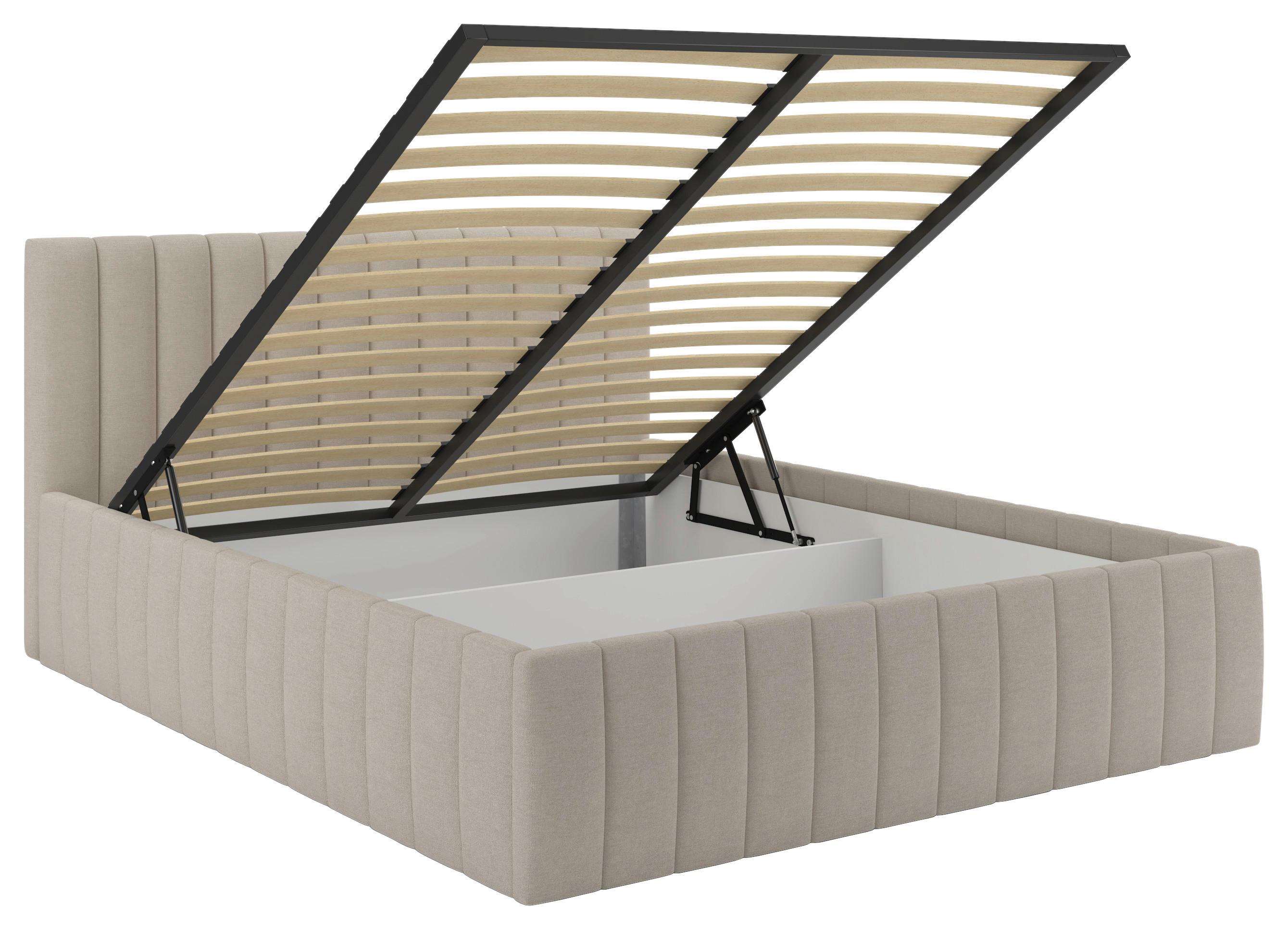Polsterbett Orinoco Beige ca. 160x200cm - Beige/Schwarz, MODERN, Holz/Holzwerkstoff (160/200cm) - Mömax