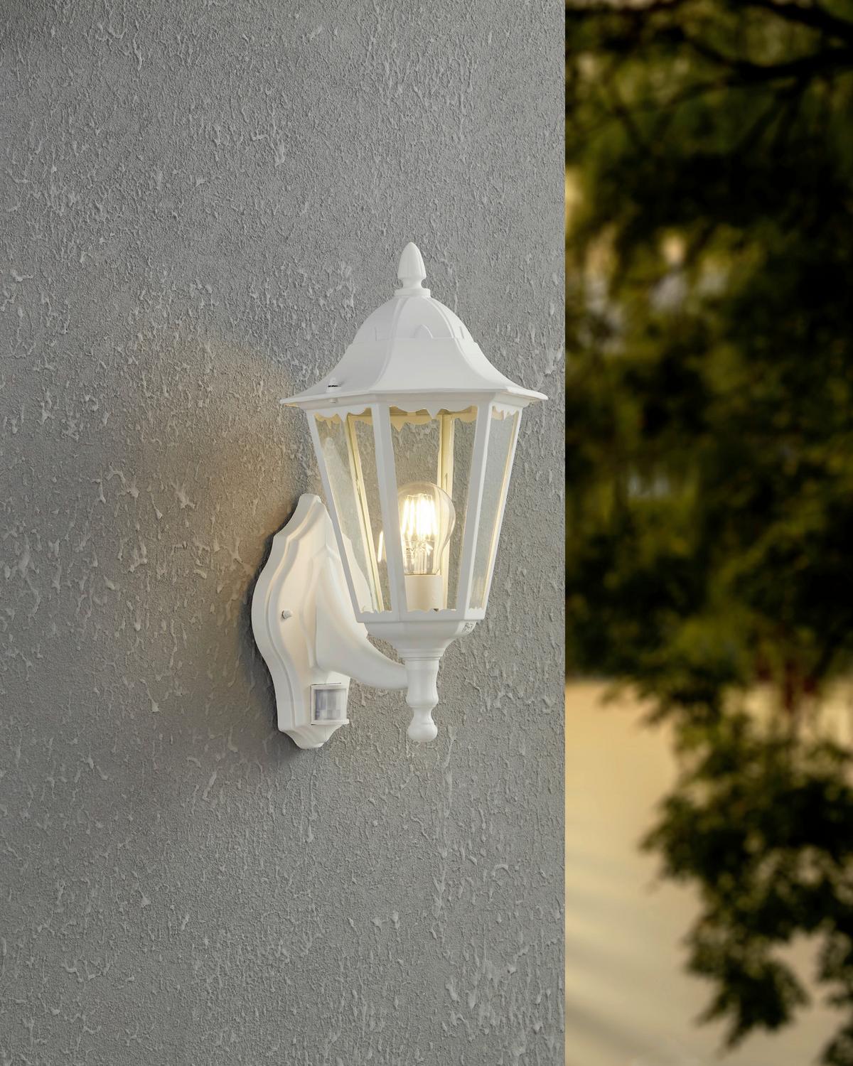 Aussenwandleuchte Navedo Mit Sensor Weiss - Klar/Weiss, Basics, Glas/Metall (20cm) - Eglo