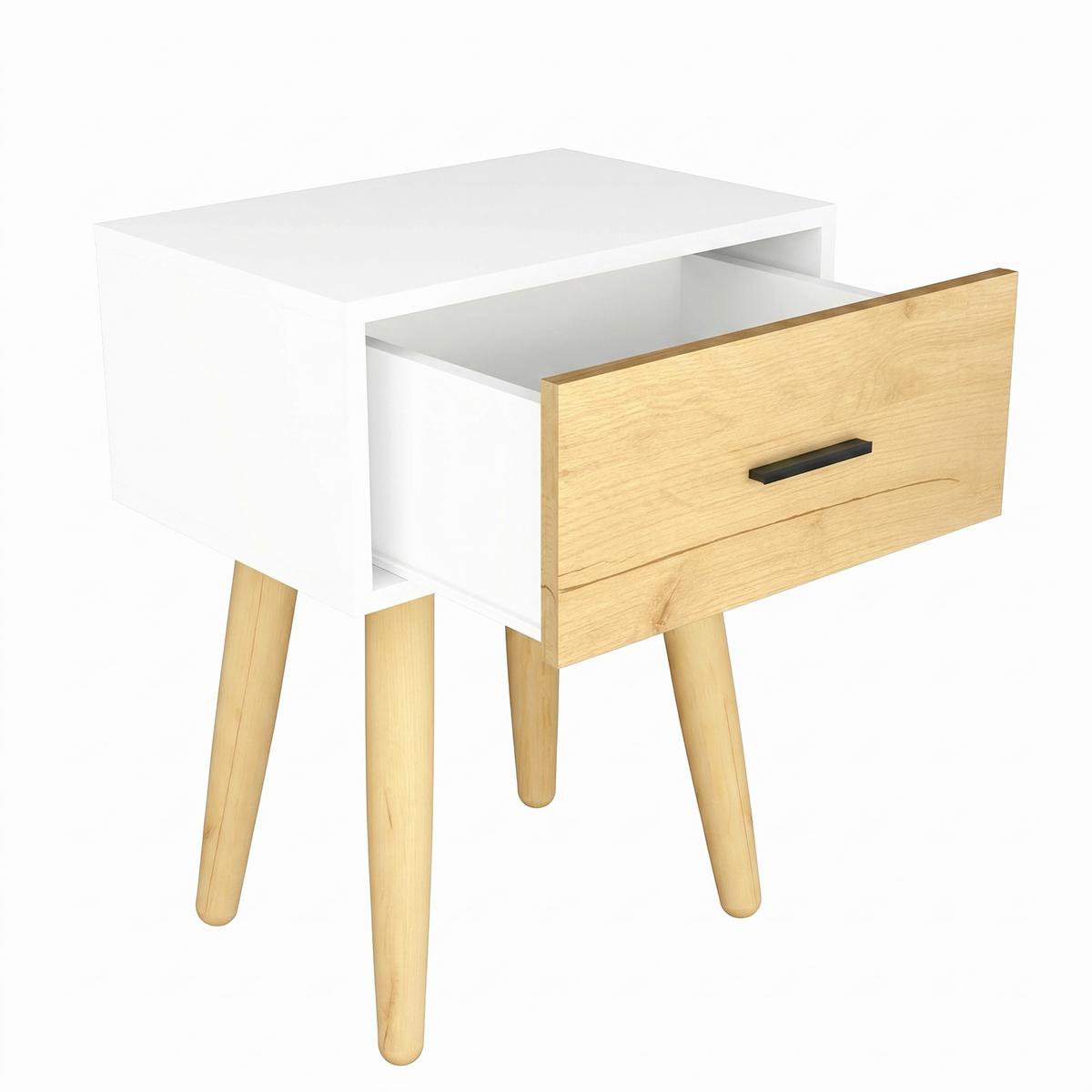 Nachttisch Singol "l" - Honigeiche/Weiss, Modern, Holzwerkstoff/Metall (45/56/30cm) - Livetastic