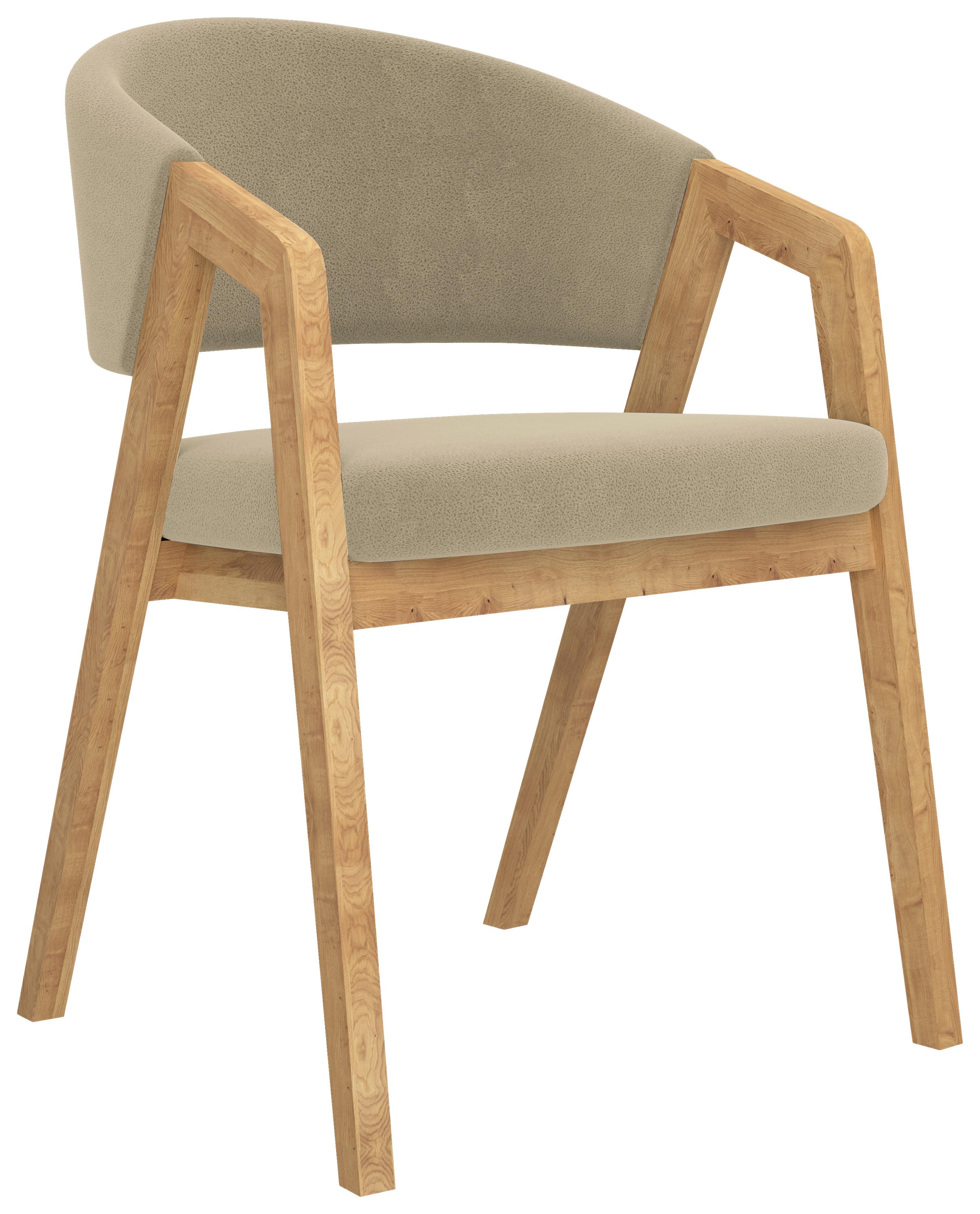 KRZESŁO Z PODŁOKIETNIKAMI MOLINO - taupe, Konventionell, tkanina/drewno (59/96/60cm) - Carryhome