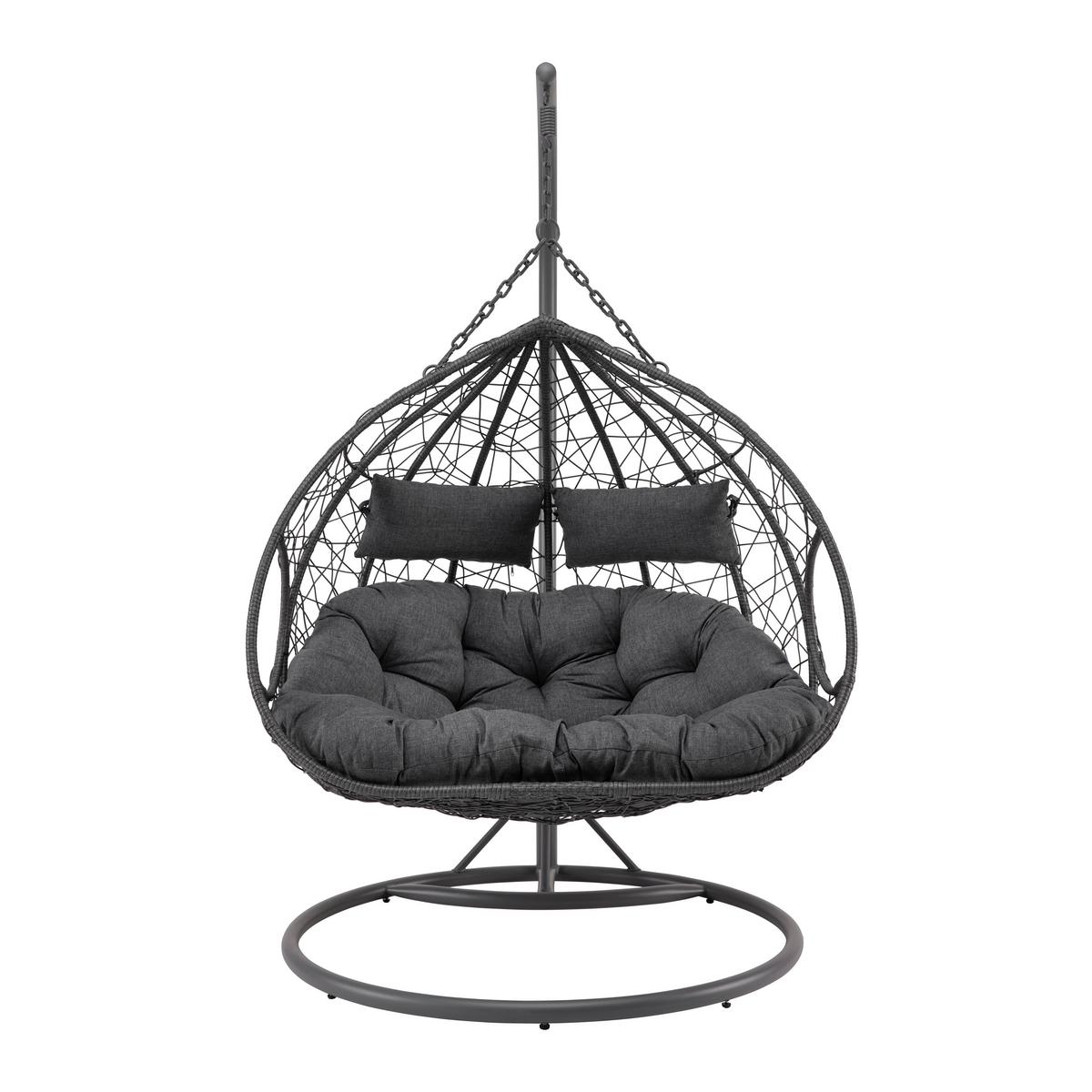 Hängesessel Enea Grau Metall/Kunststoff/Outdoorstoff - Grau, MODERN, Kunststoff/Textil (133/205/120cm) - Bessagi Garden