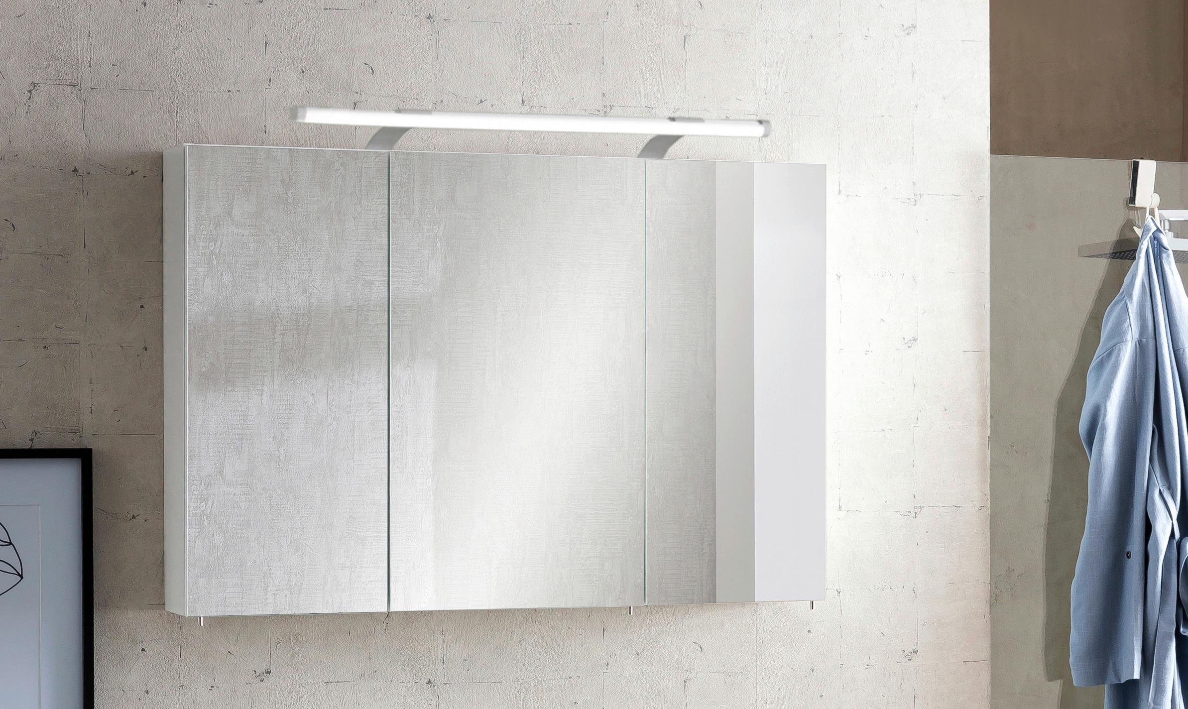 Spiegelschrank Dorina mit LED 3-türig ca. 100x76 cm Weiß - Silberfarben, MODERN, Glas/Holzwerkstoff (100/75,7/16cm) - MID.YOU