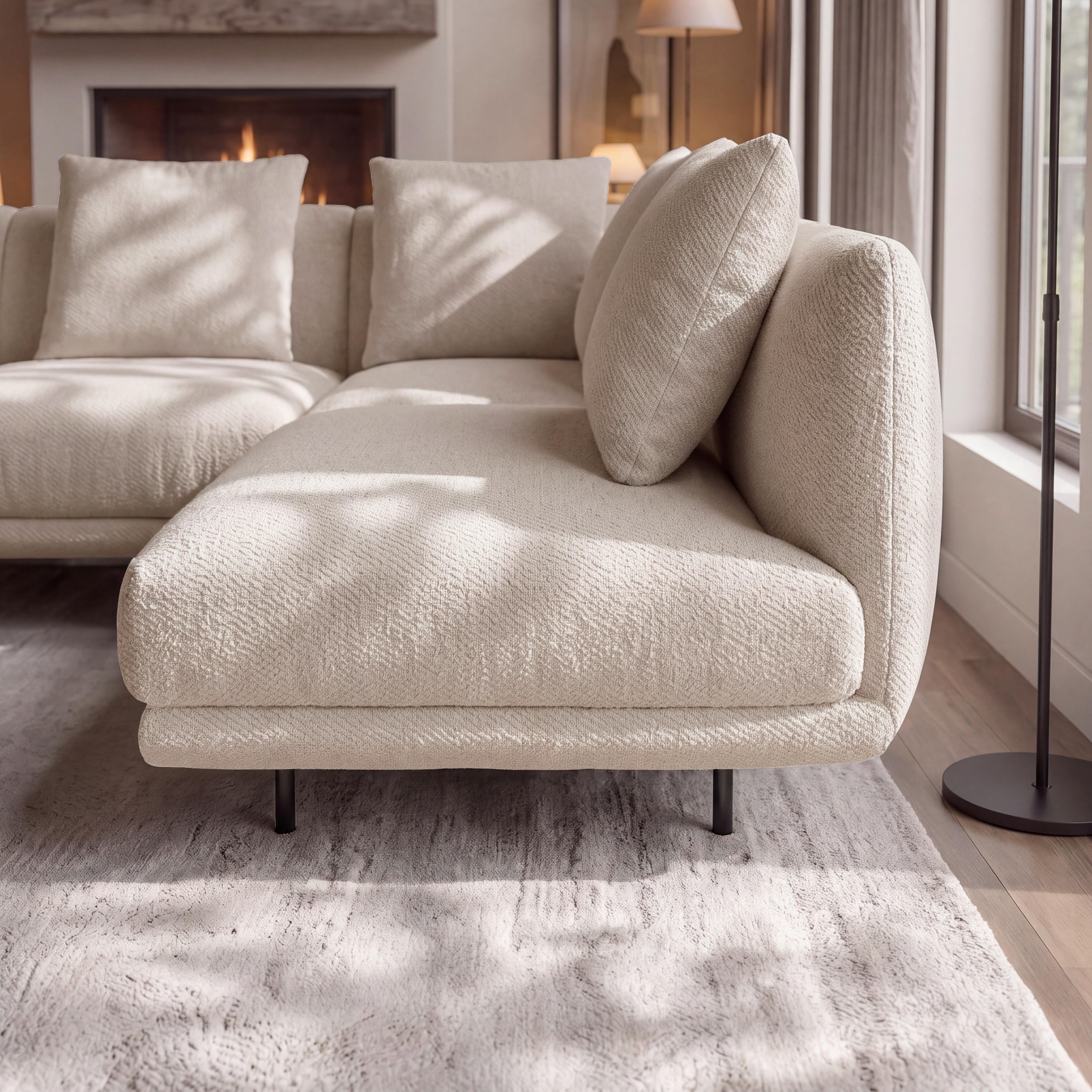 SOFFA CELINA - ljusgrå/svart, Modern, metall/trä (278/175cm) - Bessagi Home