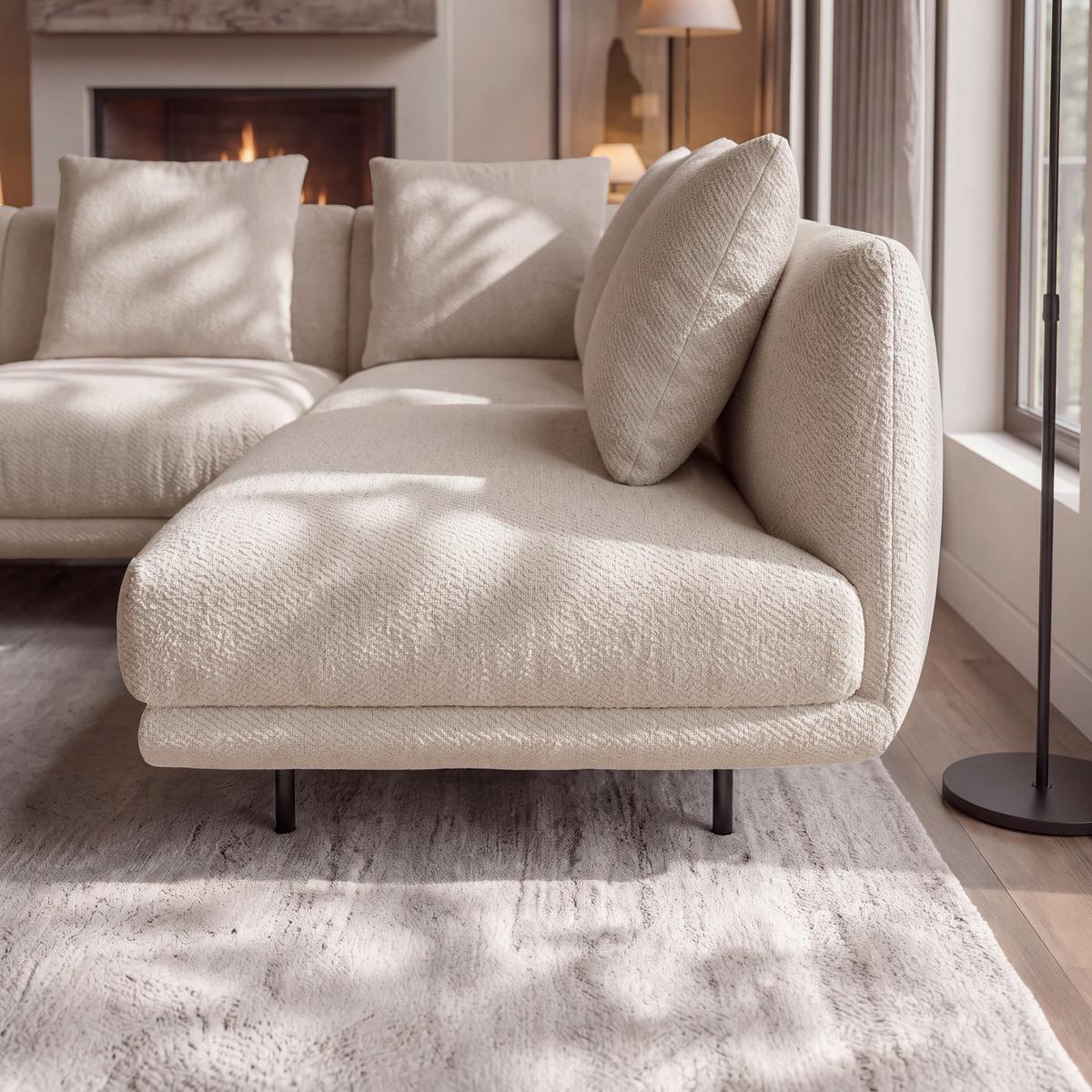 Wohnlandschaft Celina Webstoff Hellgrau - Hellgrau/Schwarz, MODERN, Holz/Textil (278/180cm) - Bessagi Home