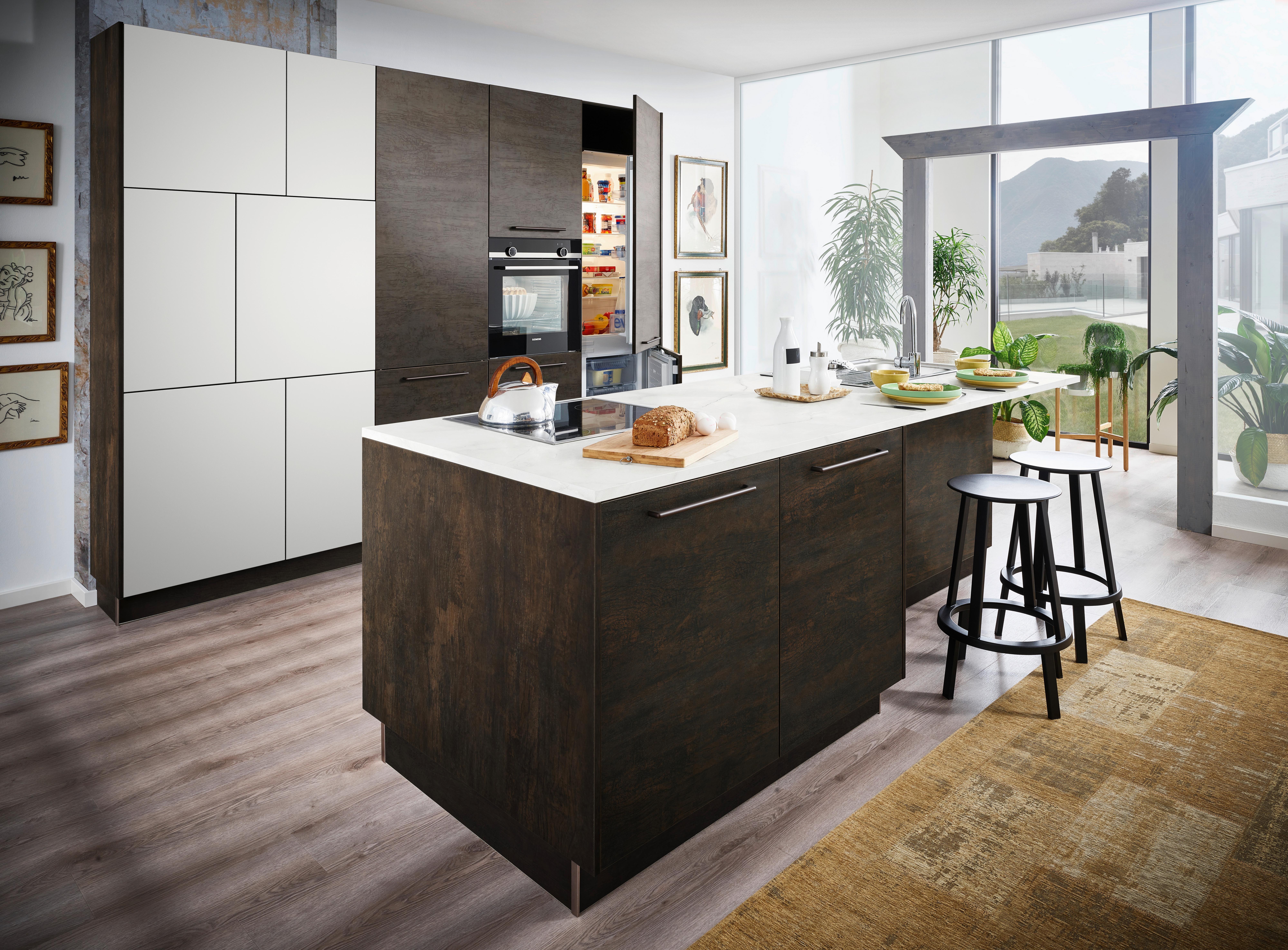 Einbauküche Artwood/Softlack in Weiß / Eichefarben - Eichefarben/Weiß, MODERN, Holzwerkstoff - Nolte Küchen