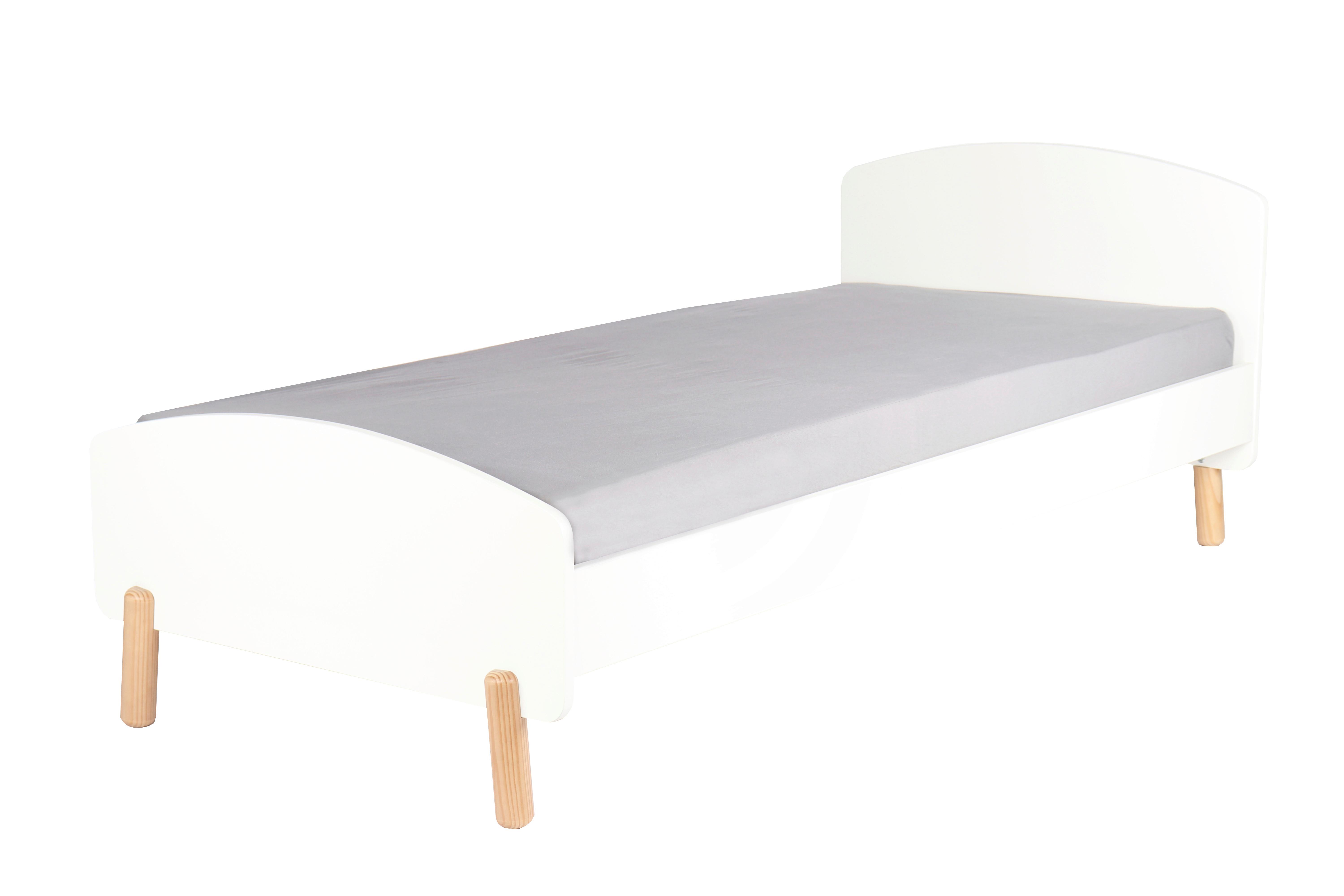 Bett ca. 90x200 cm Weiß/Naturfarben - Naturfarben/Weiß, Design, Holz/Holzwerkstoff (90/200cm) - Livetastic