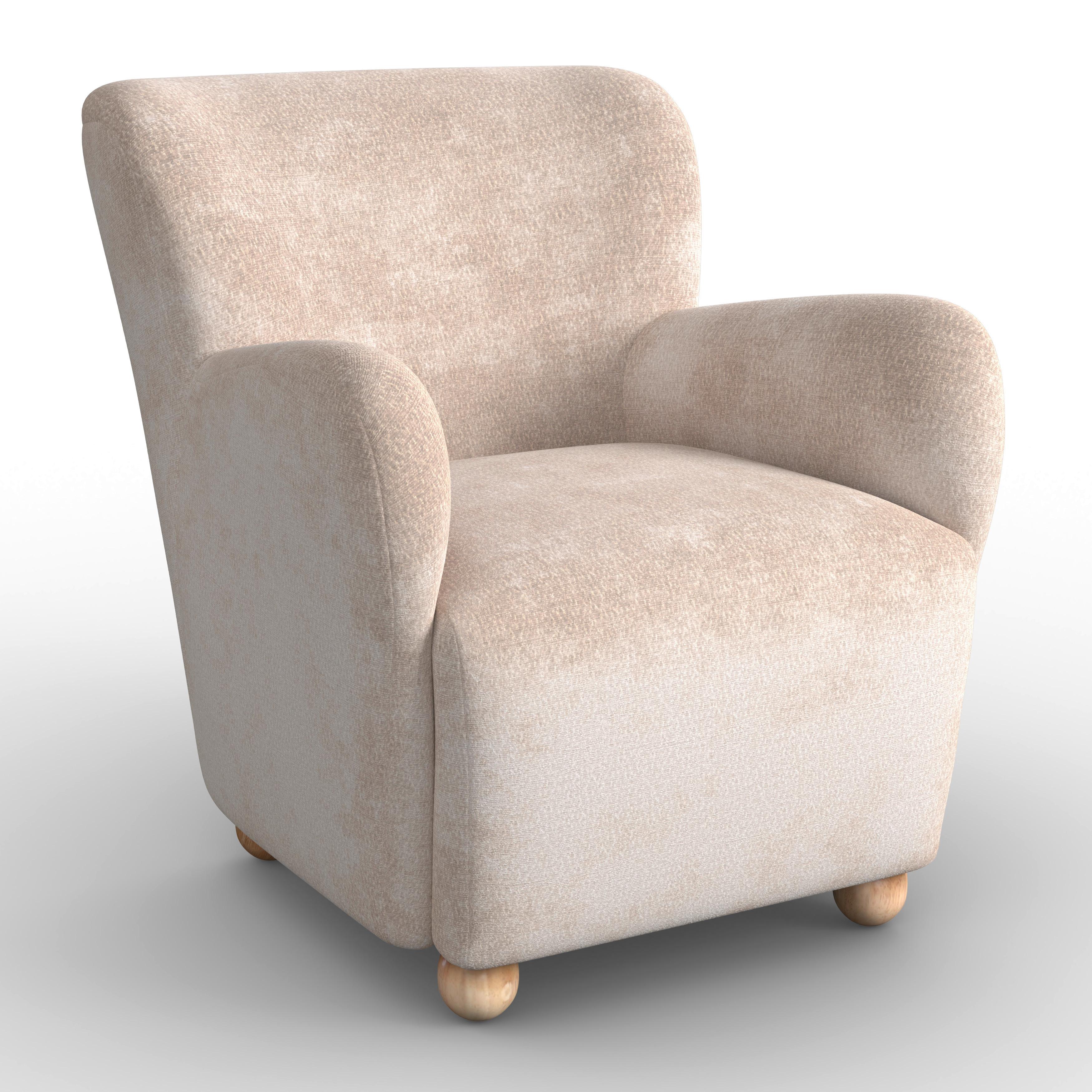 Sessel Lea Chenille Beige - Beige/Naturfarben, MODERN, Holz/Textil (76/85/84cm)